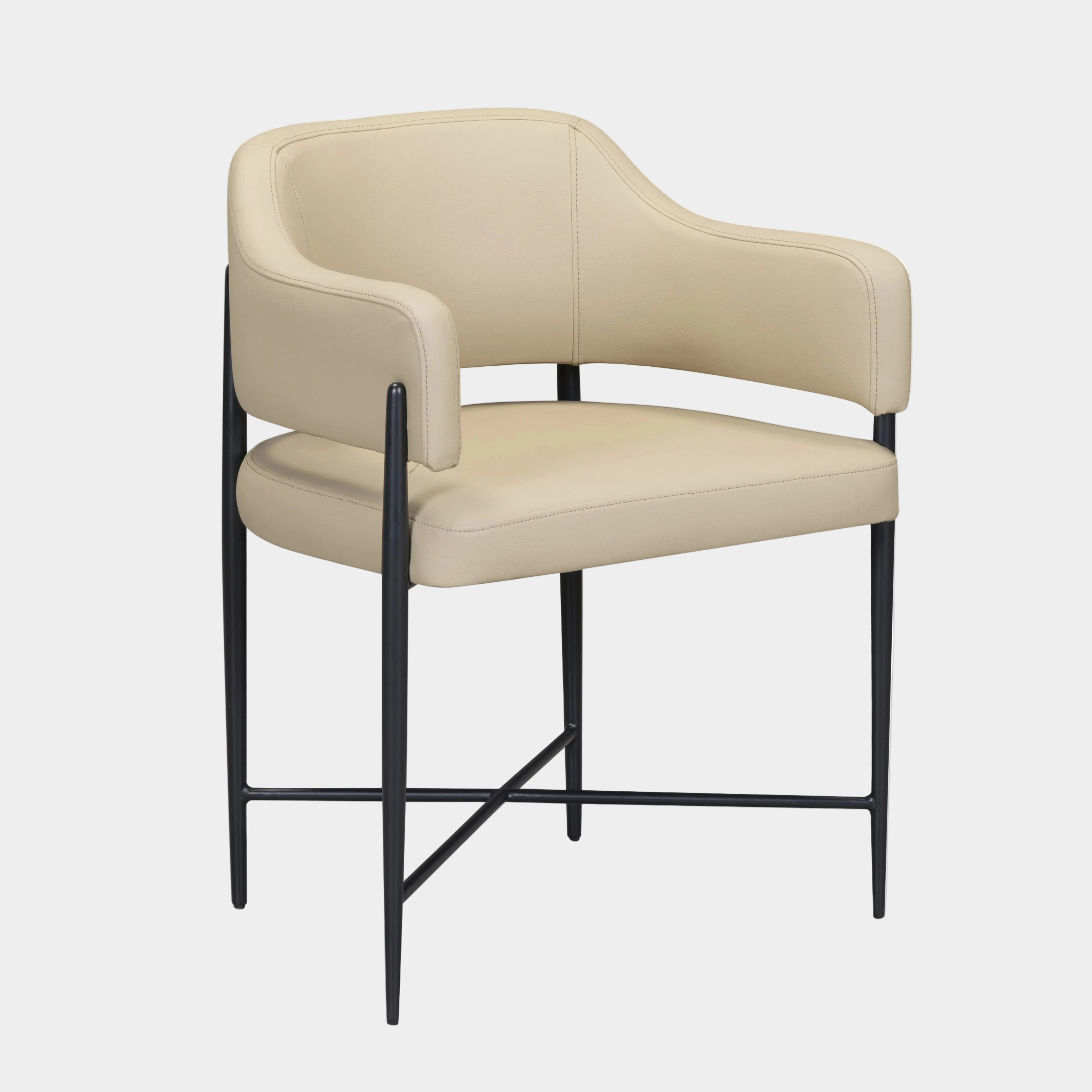 Chaise de salle à manger en cuir vegan crème Sezanne