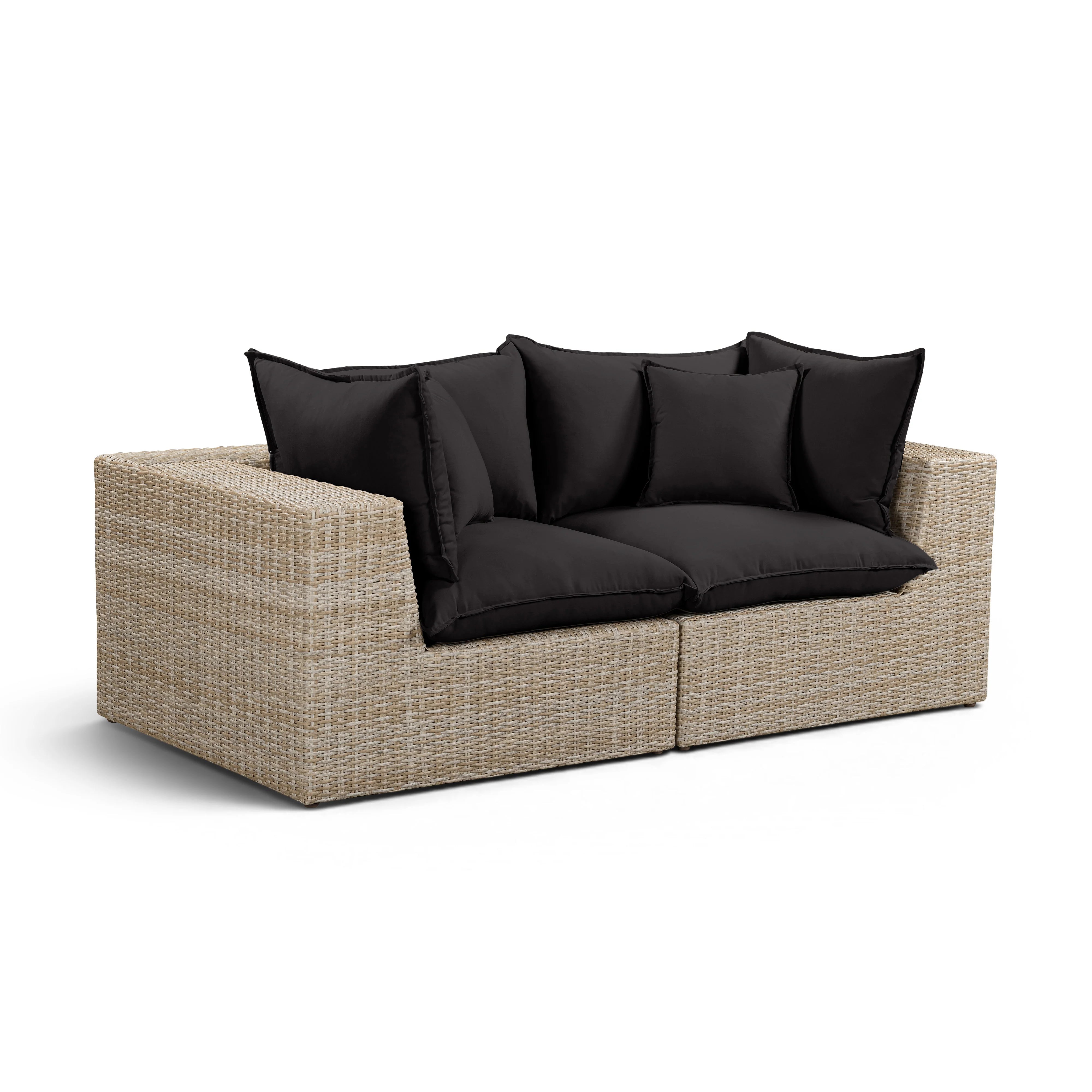 Cali 80" Performance Fabric & Wicker Outdoor Loveseat