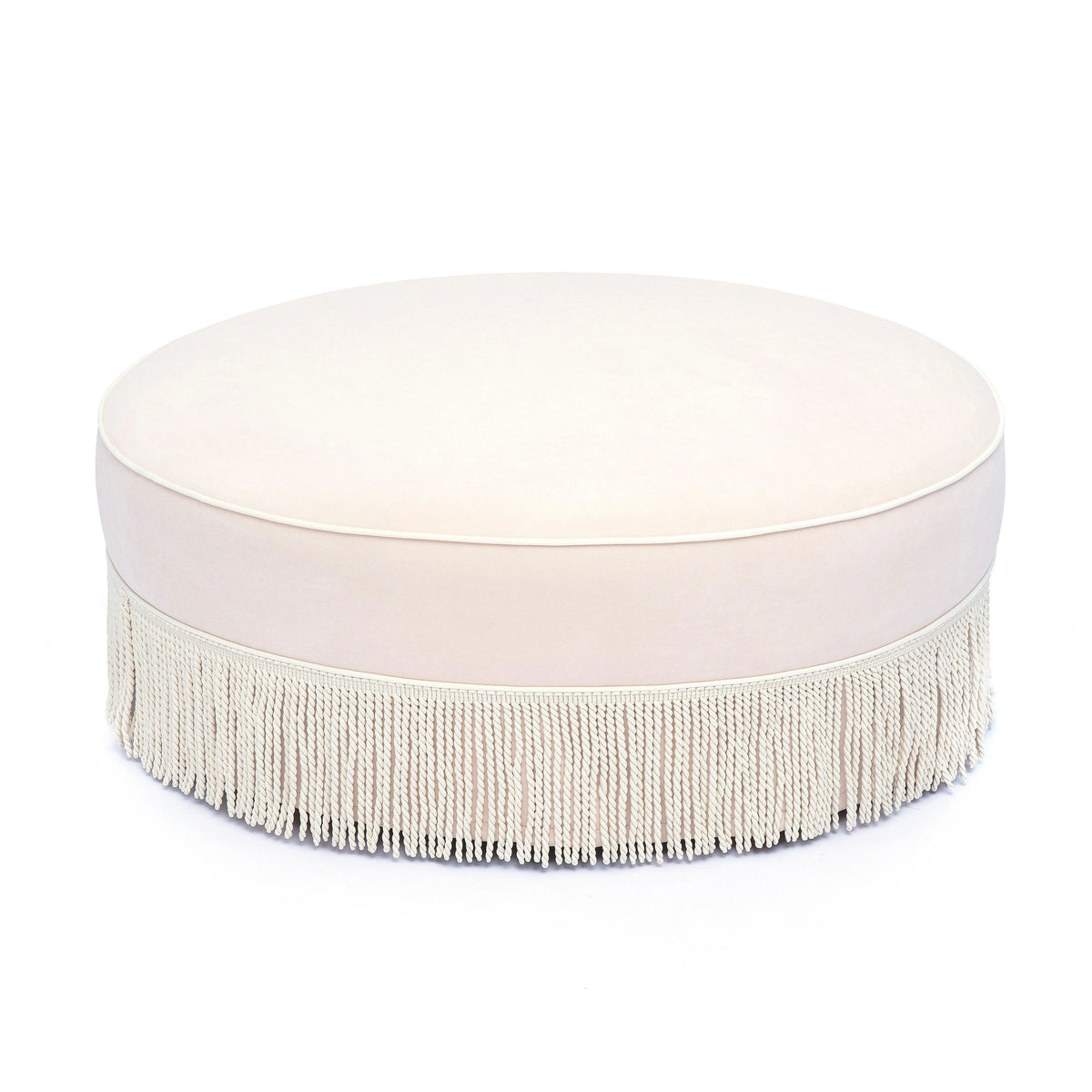 Tassy Tasseled Round Ottoman