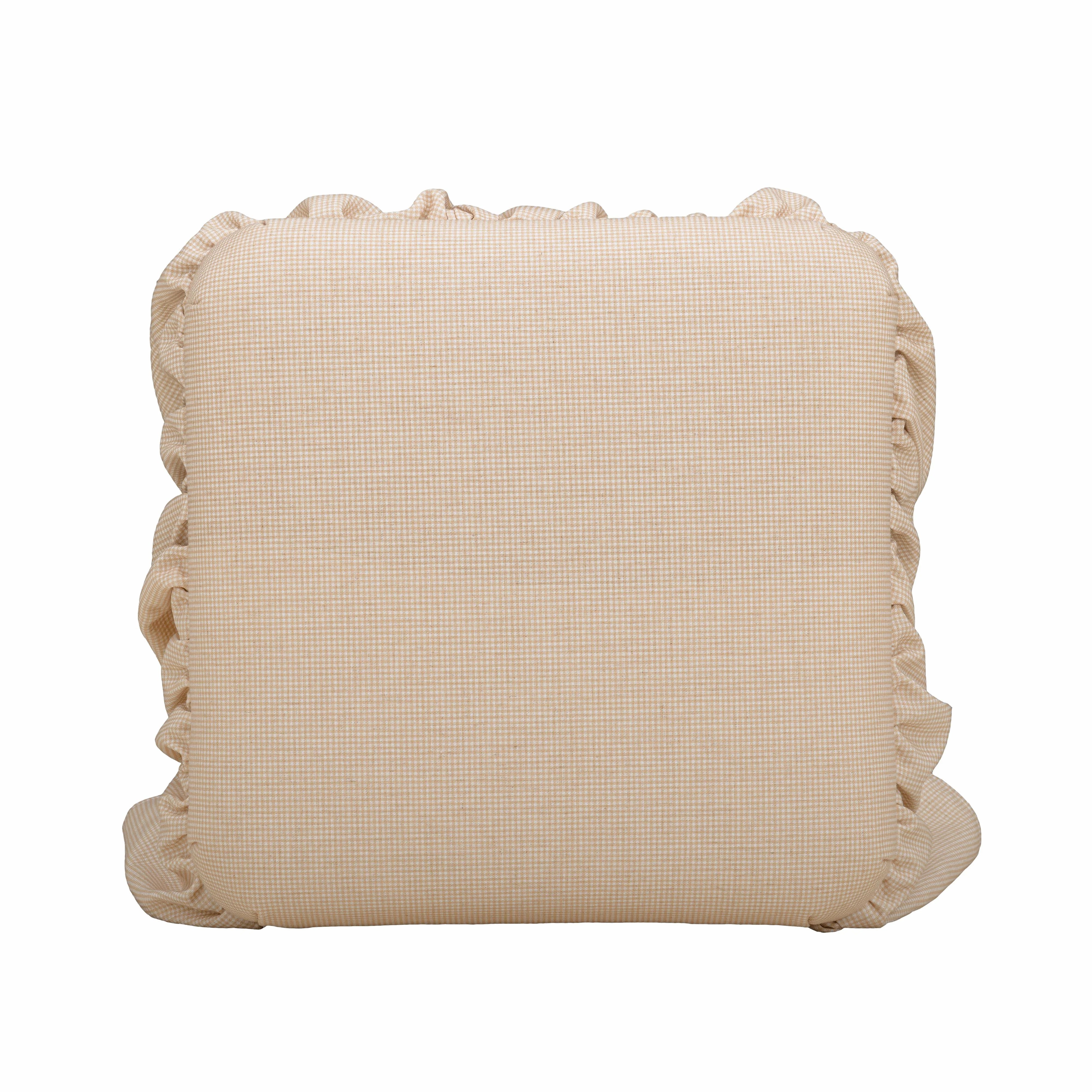 Gertrude Yellow Gingham Performance Linen Skirted Ottoman