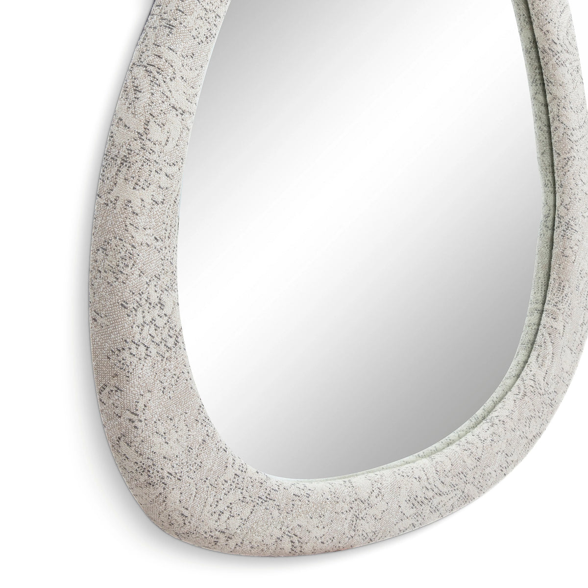 Klaryss 32"X25" Neutral Floral Jacquard Wall Mirror