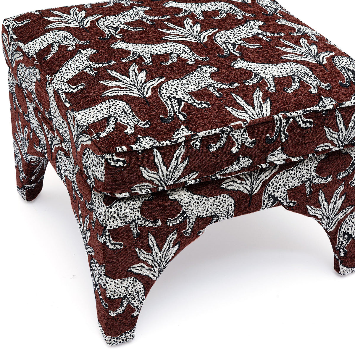 Raji Leopard Performance Jacquard Ottoman