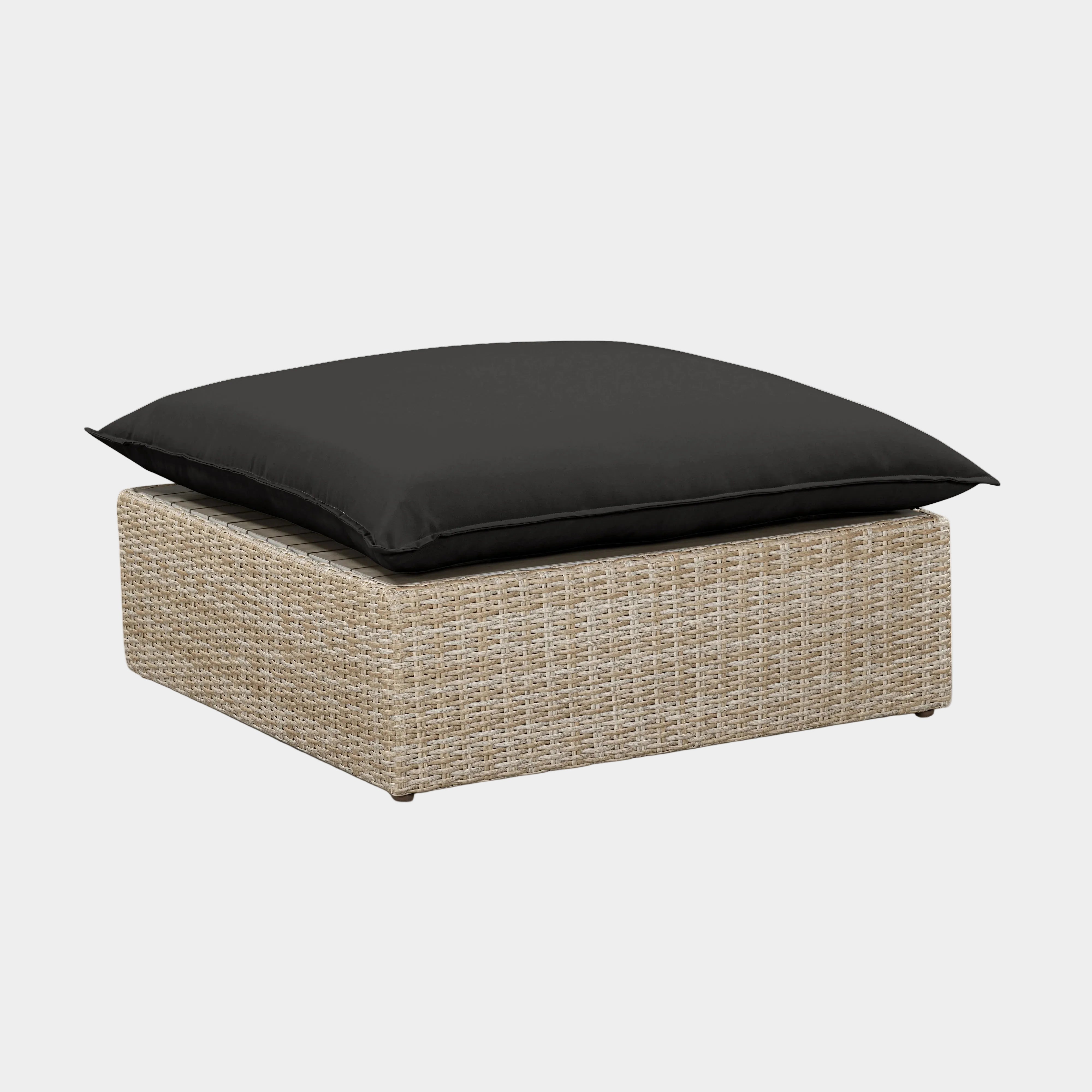 Cali Performance Fabric & Wicker Outdoor Ottoman