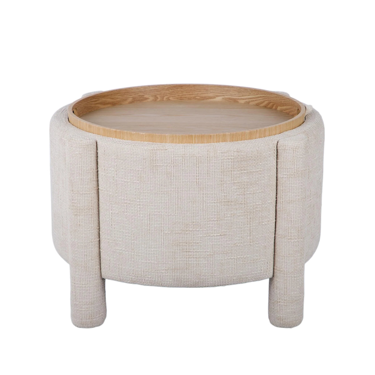 Bellamy Railroad Chenille Storage Stool With Reversible Tray Top