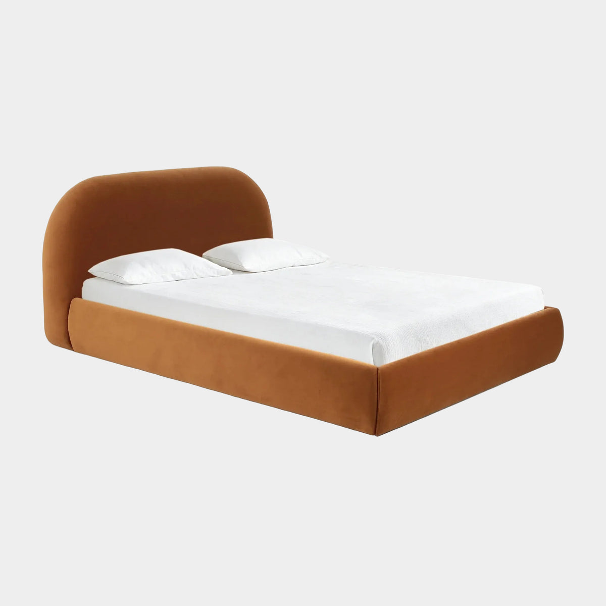 Lit en velours texturé crème Bara