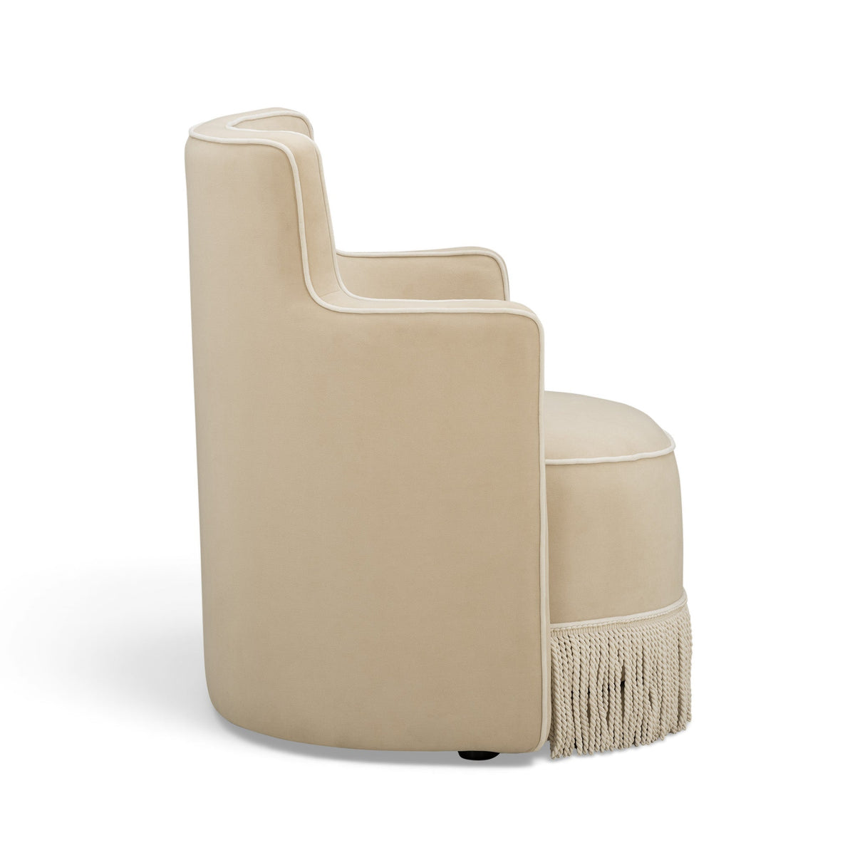 Passe Tasseled Velvet Swivel Accent Chair - Tan