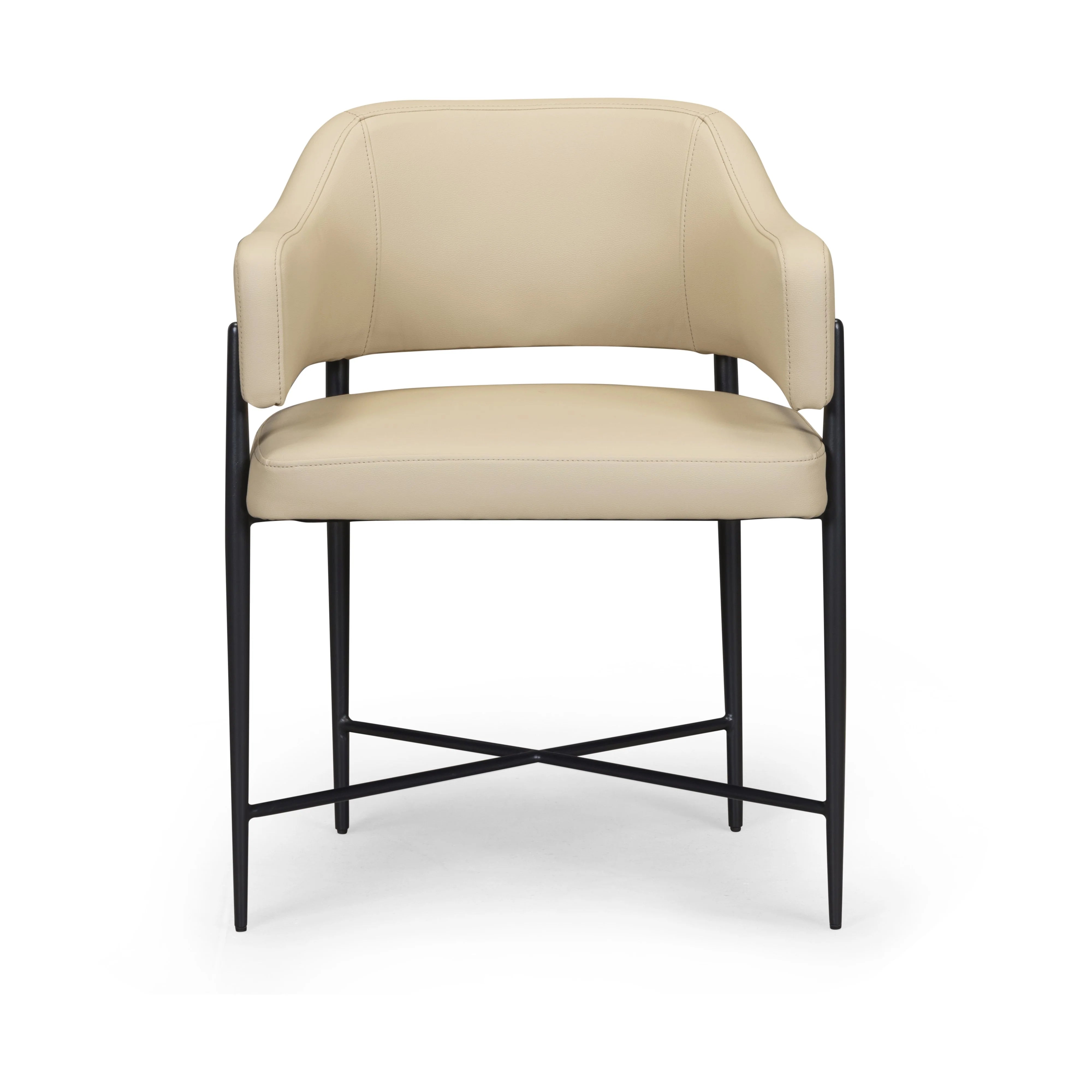 Chaise de salle à manger en cuir vegan crème Sezanne