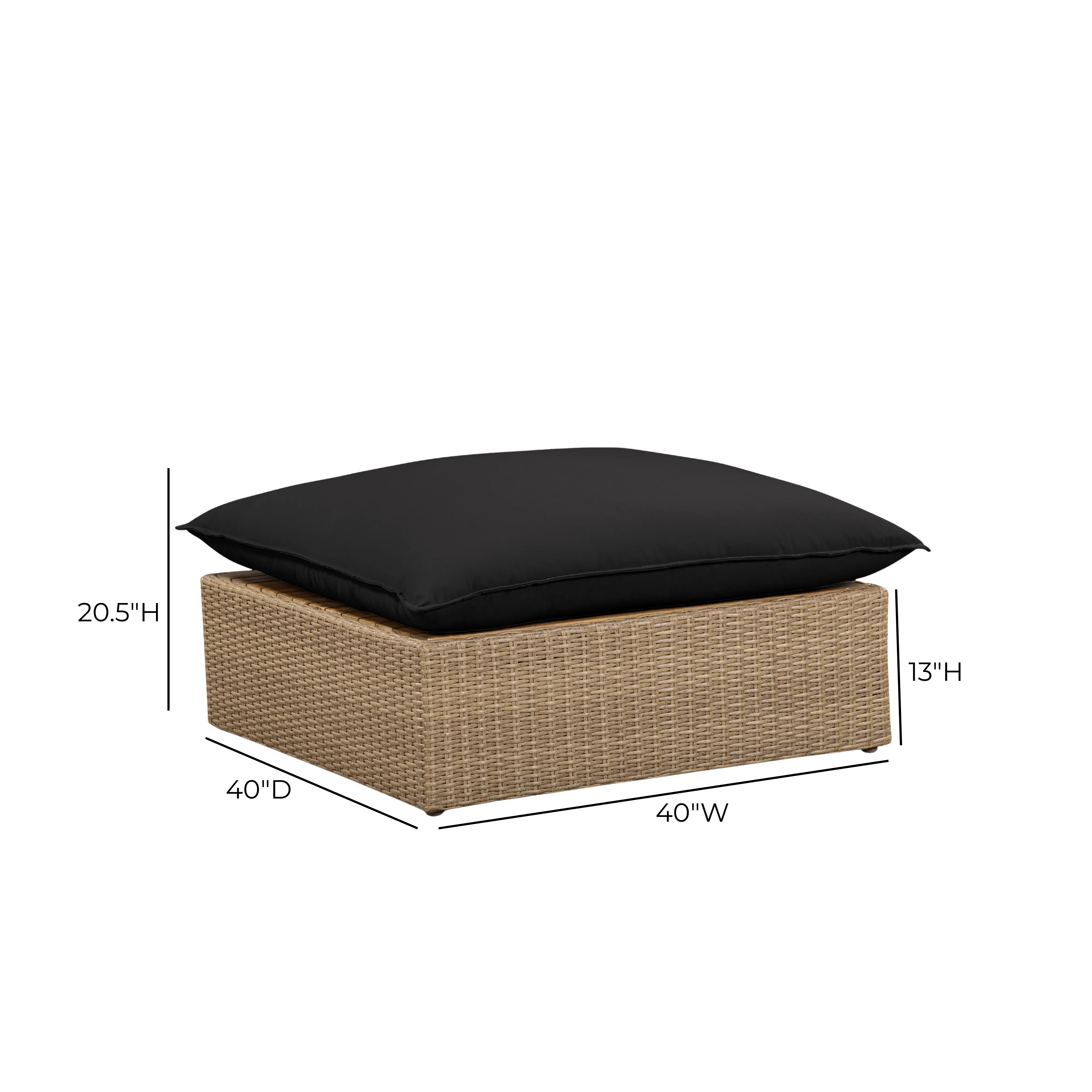 Cali Performance Fabric & Wicker Outdoor Ottoman