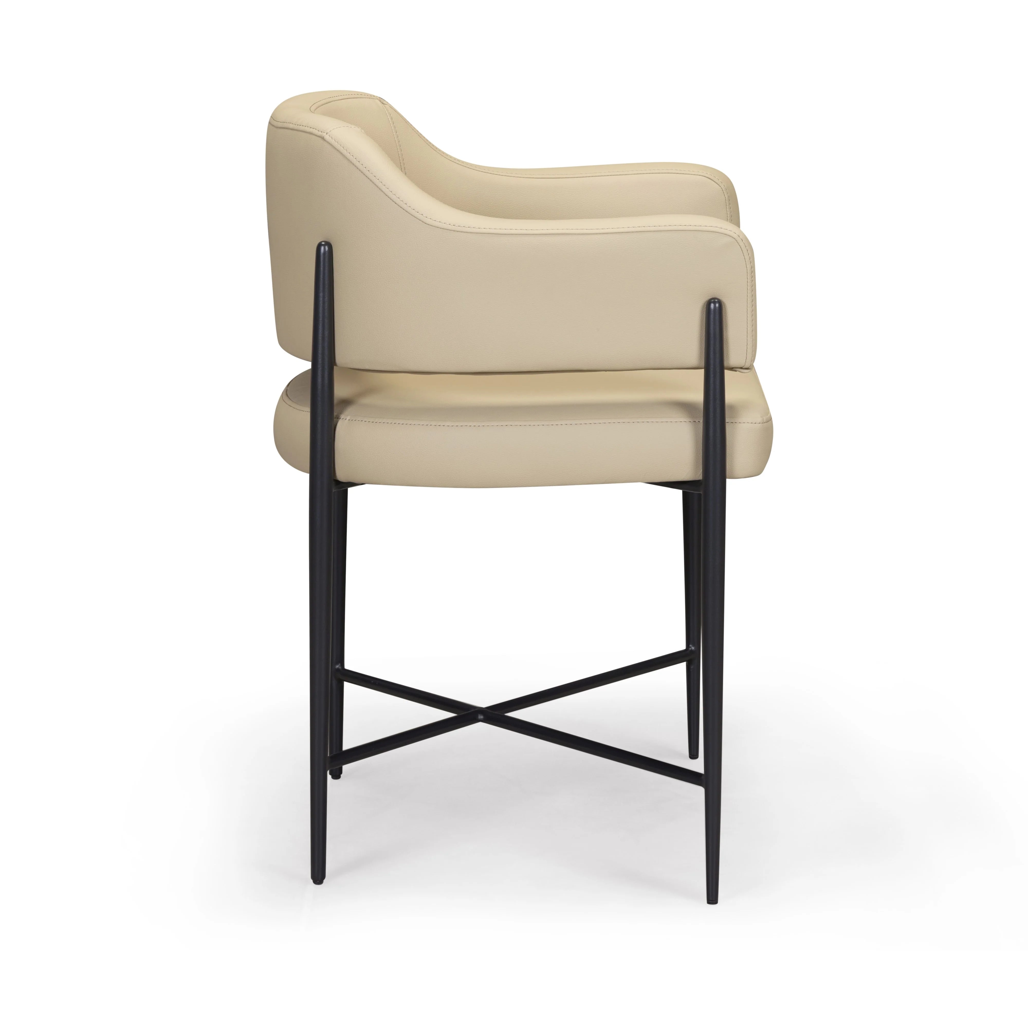 Chaise de salle à manger en cuir vegan crème Sezanne