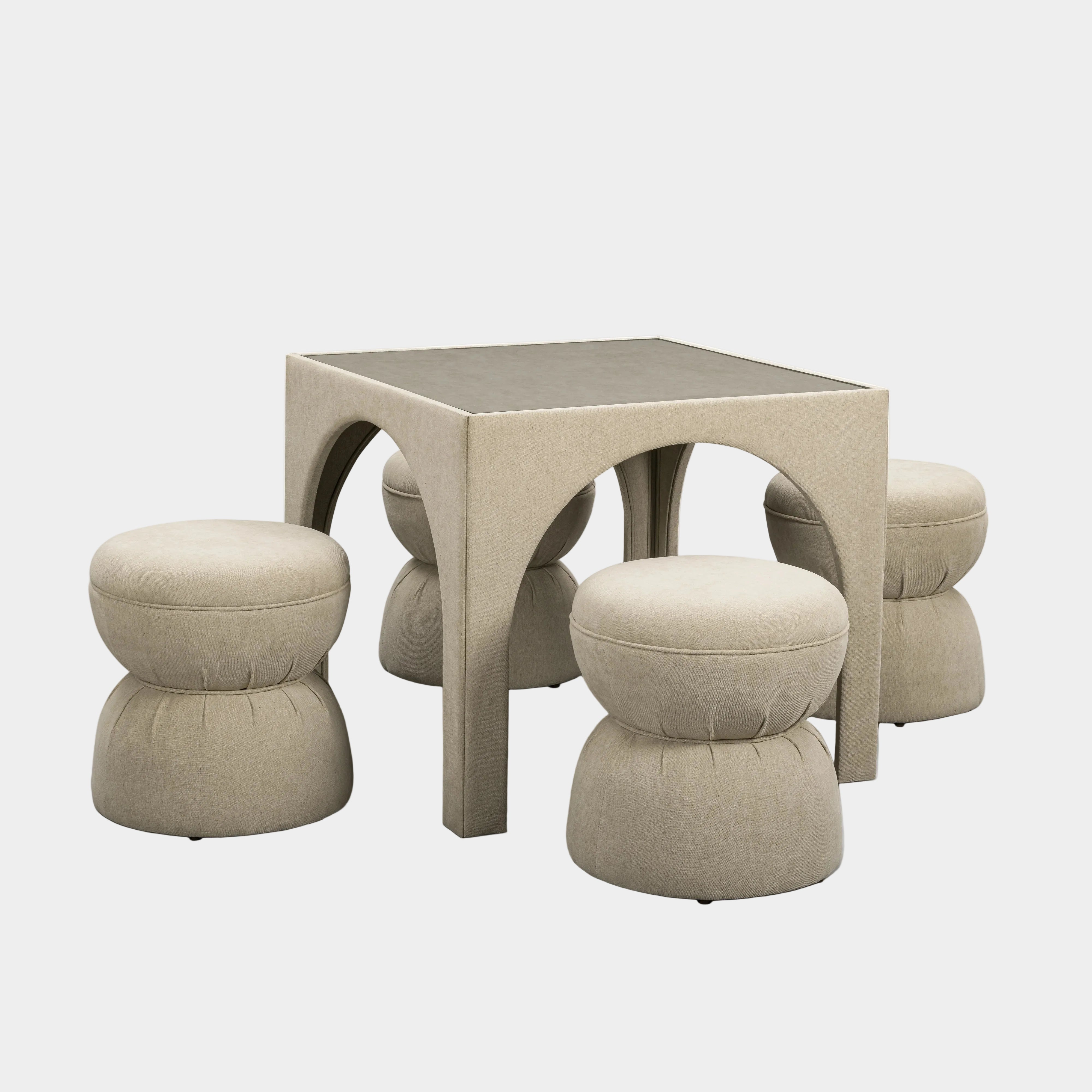 Tomlin Performance Chenille Game Table and Two Ottomans Set