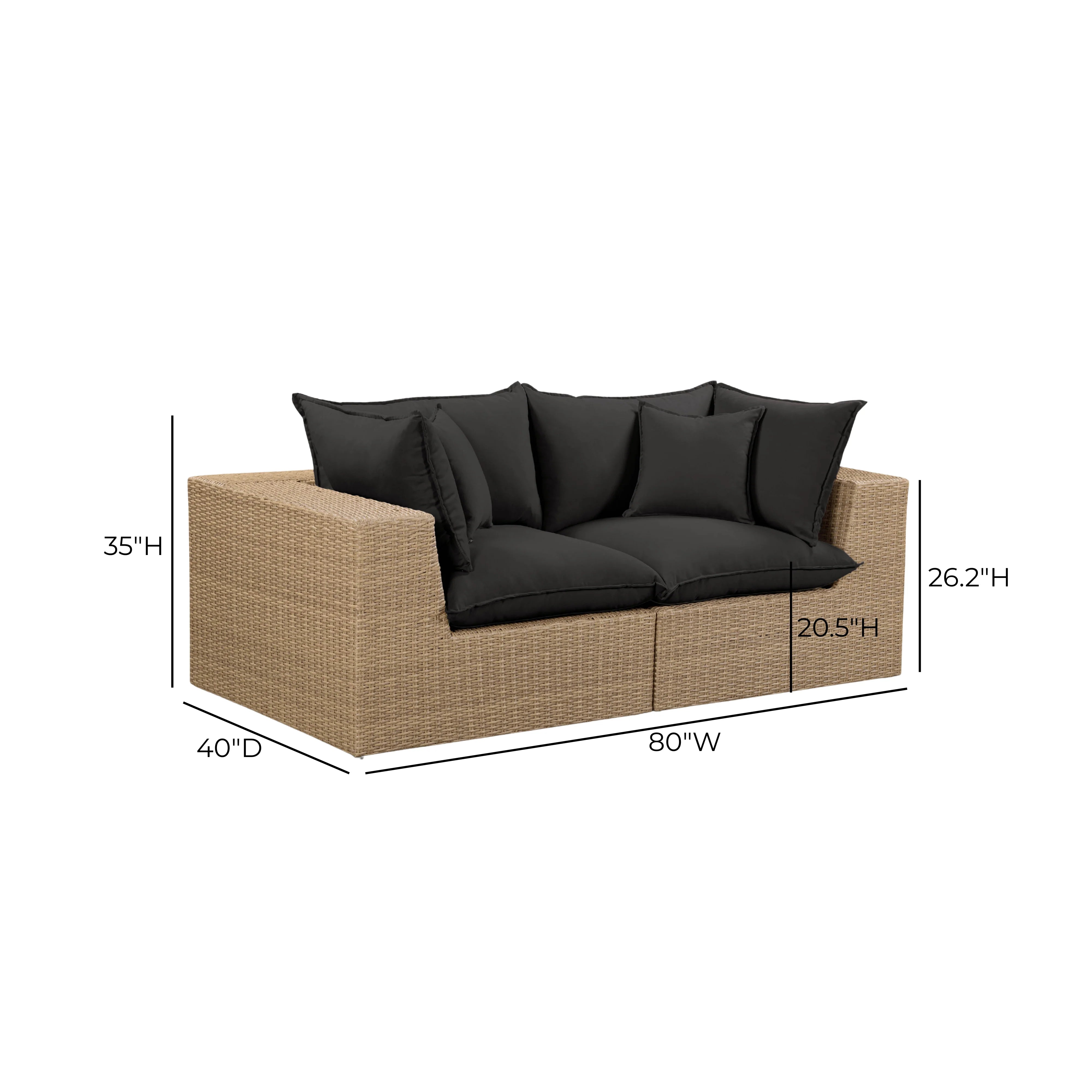 Cali 80" Performance Fabric & Wicker Outdoor Loveseat