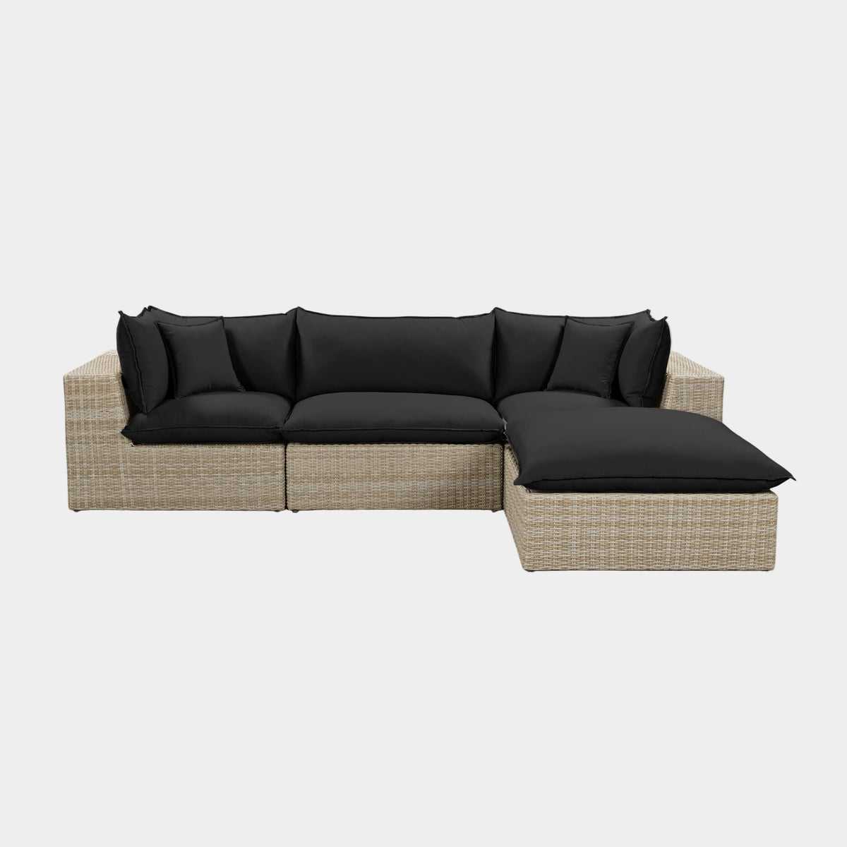 Cali 4-Piece Performance Fabric & Wicker Outdoor Sectional
