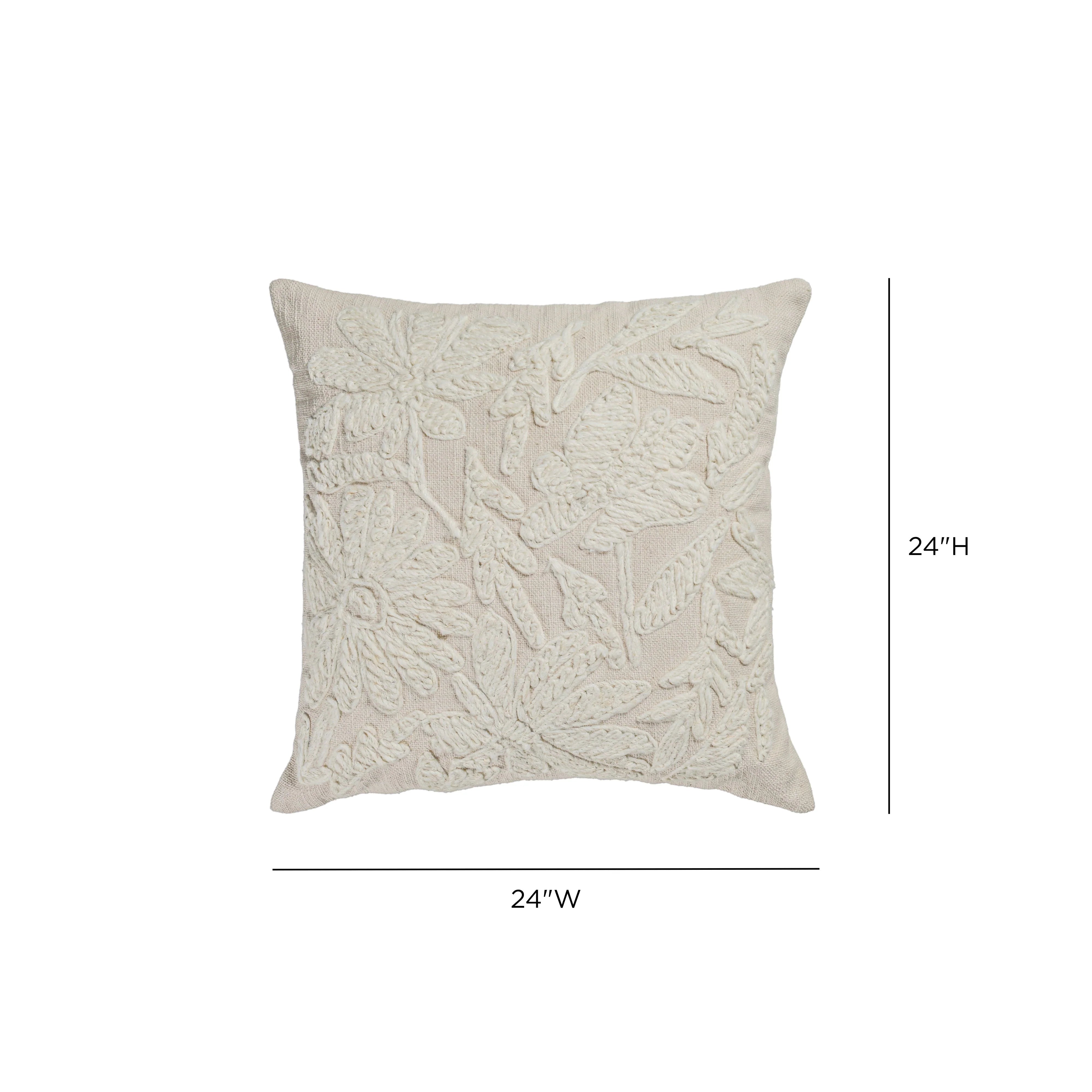Tabitha 24" Euro Size Square Embroidered Throw Pillow