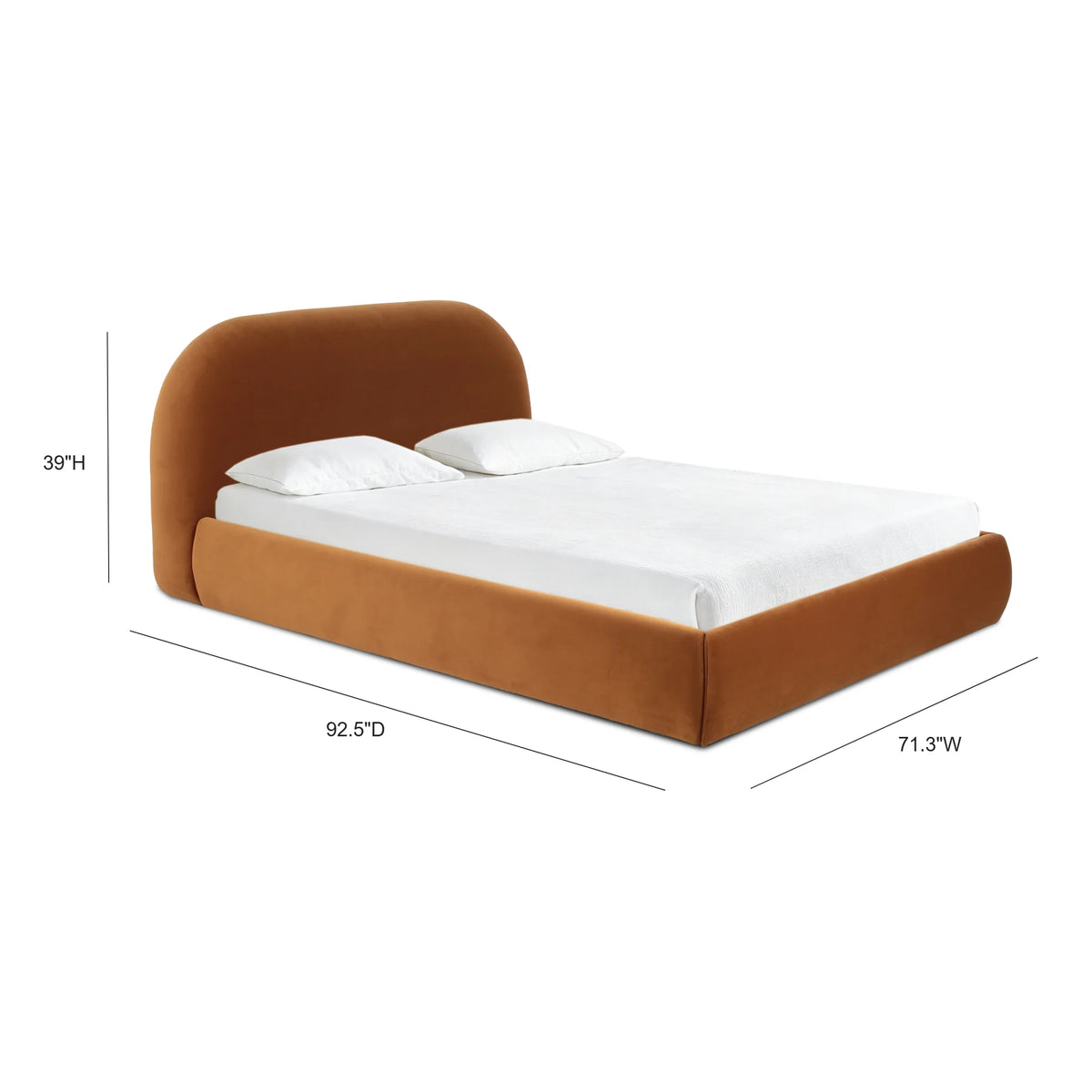 Lit en velours texturé crème Bara