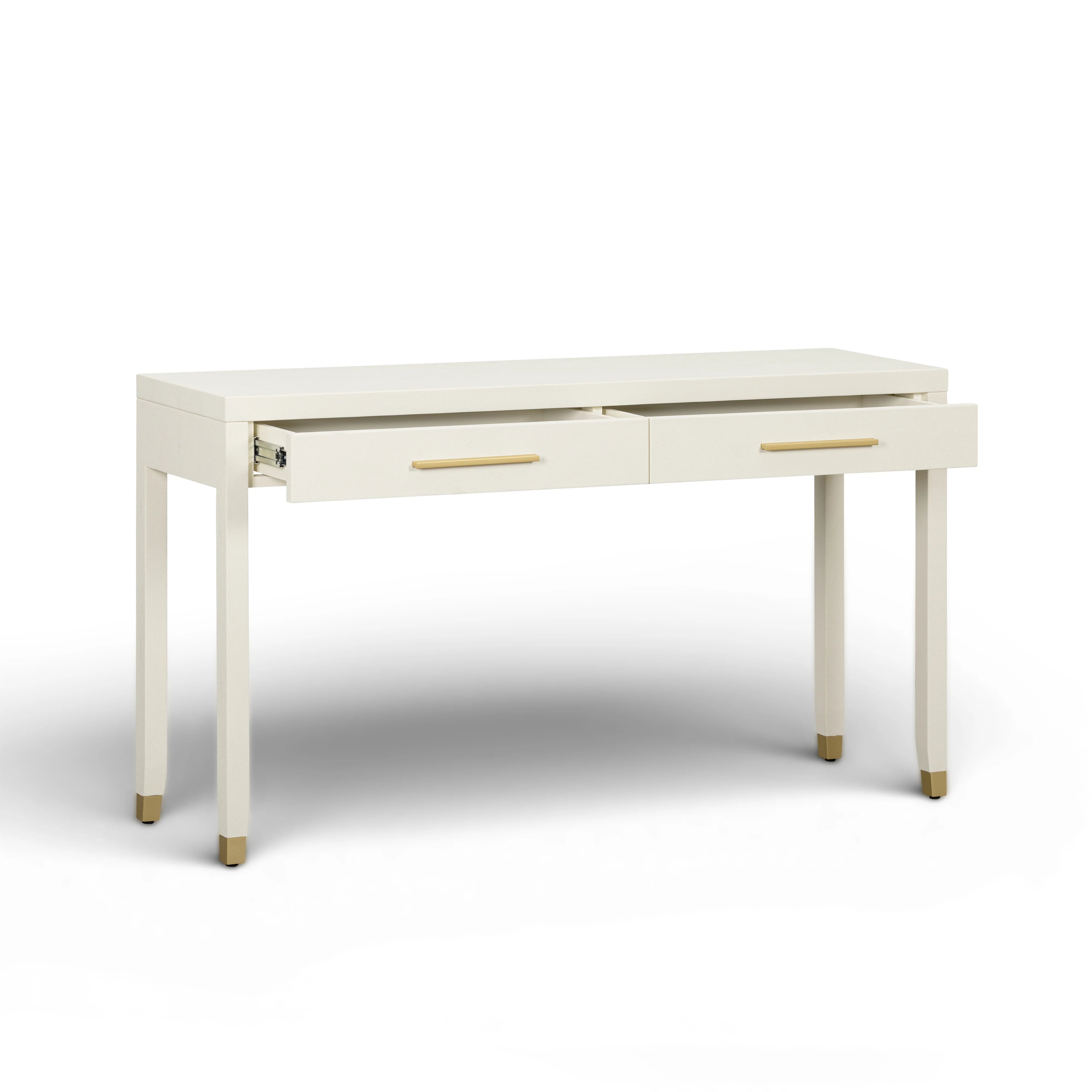 Dani 54" Cream Faux Shagreen 2-Drawer Console Table