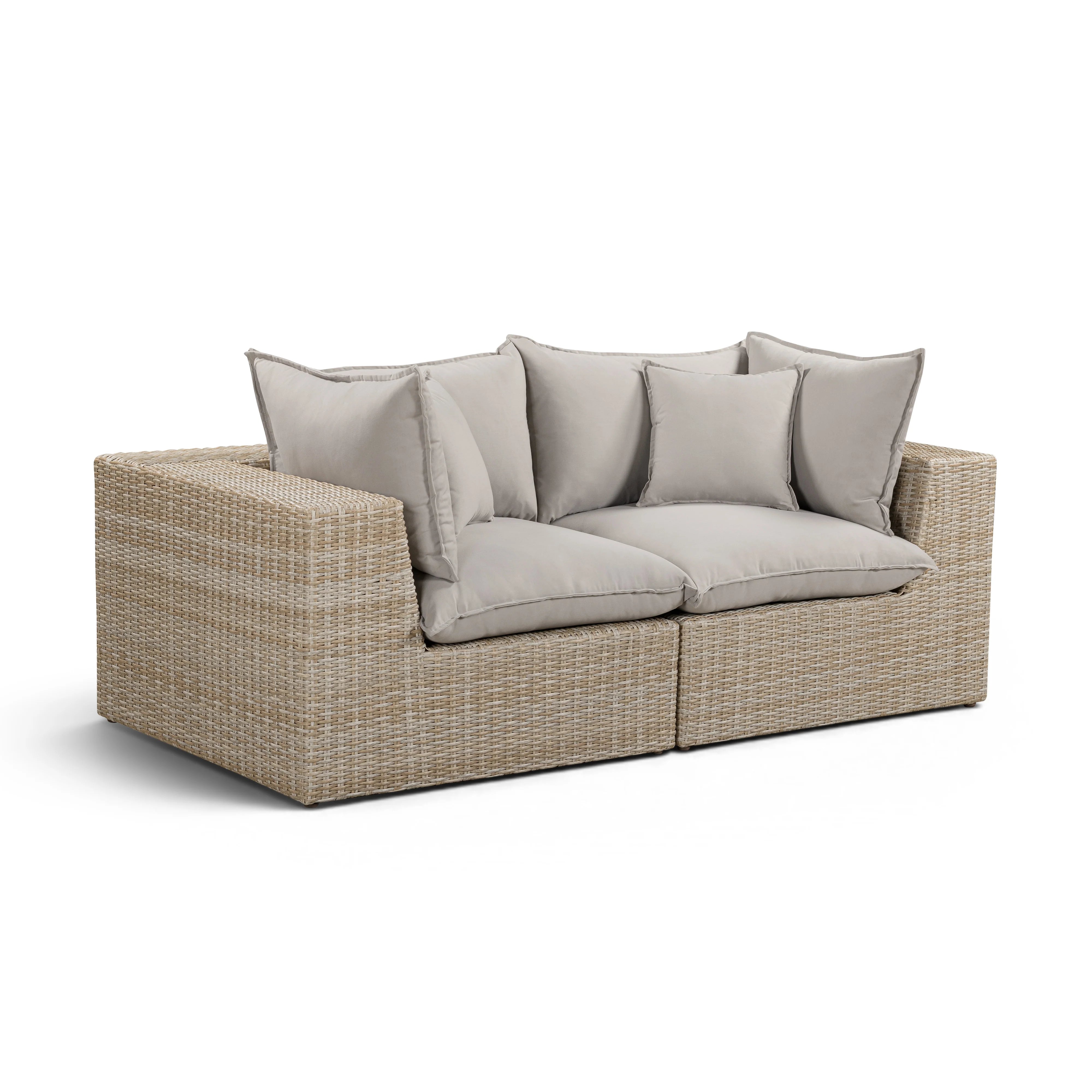 Cali 80" Performance Fabric & Wicker Outdoor Loveseat