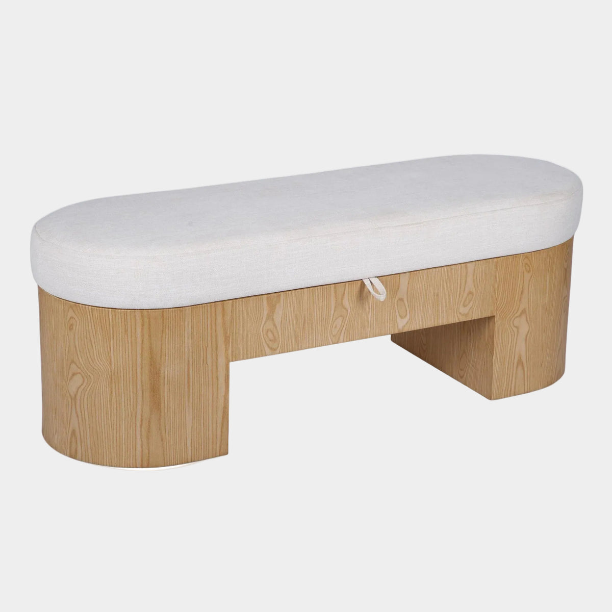Poppi 49" Cream Performance Fabric Storage Bench