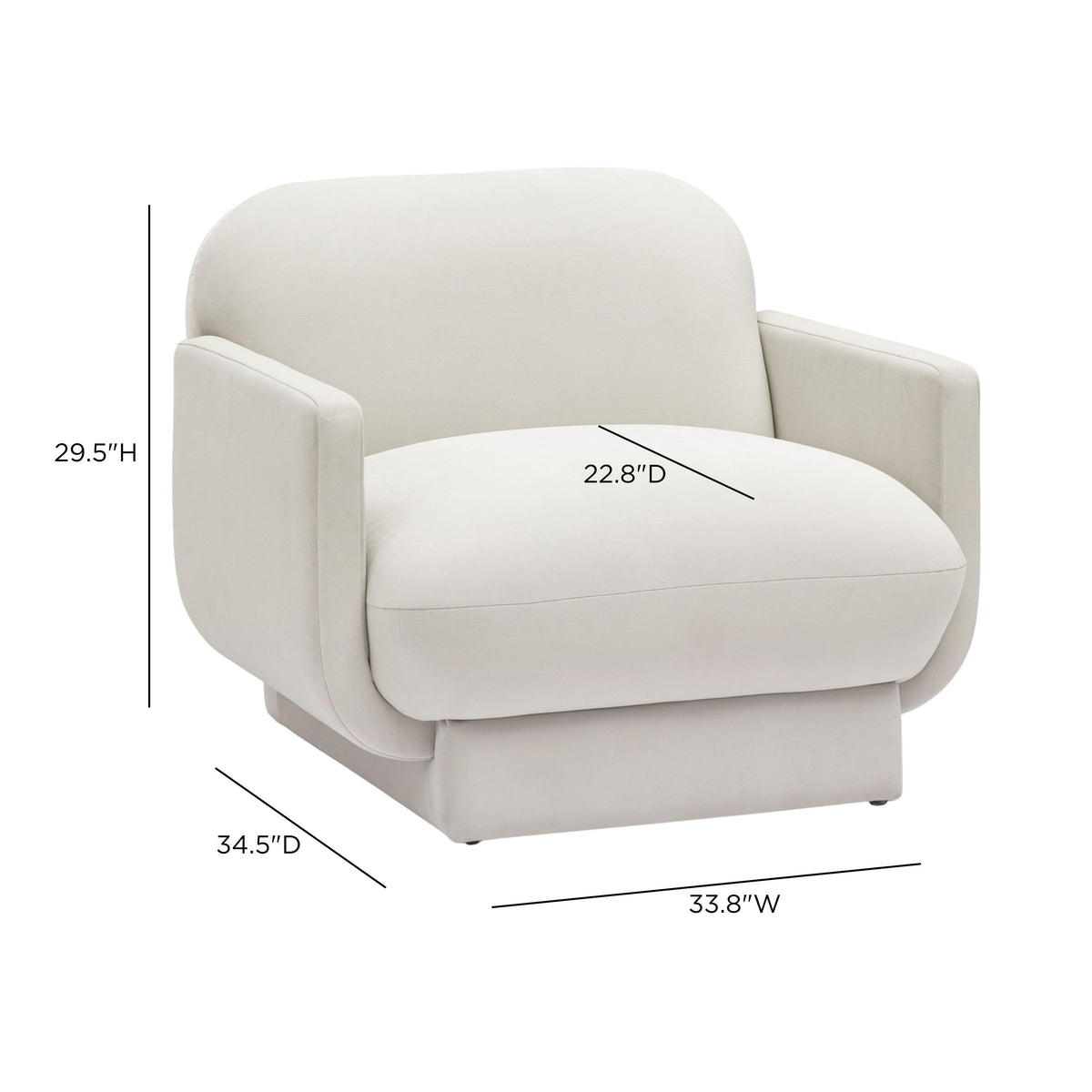 Azalea Performance Velvet Accent Chair - Cream