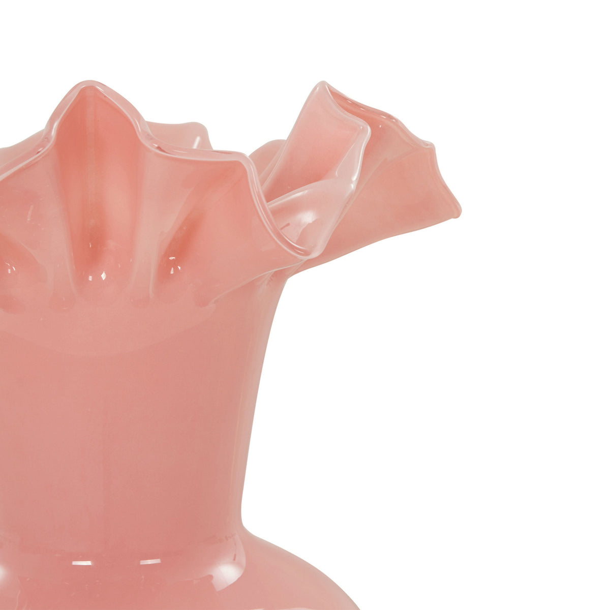 Spackle Ruffled Pink Glass Vase (12"-18") - 18"