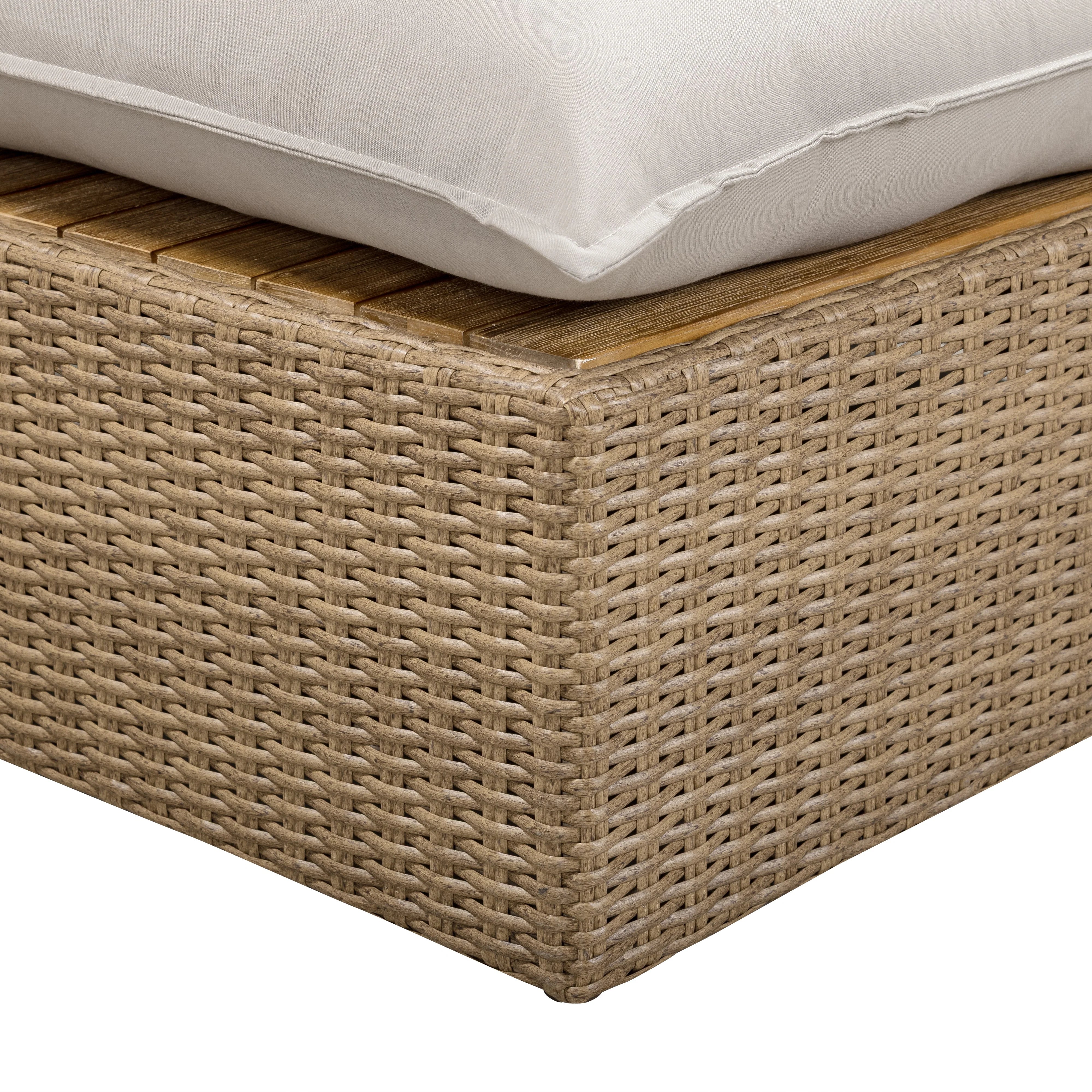 Cali Performance Fabric & Wicker Outdoor Ottoman