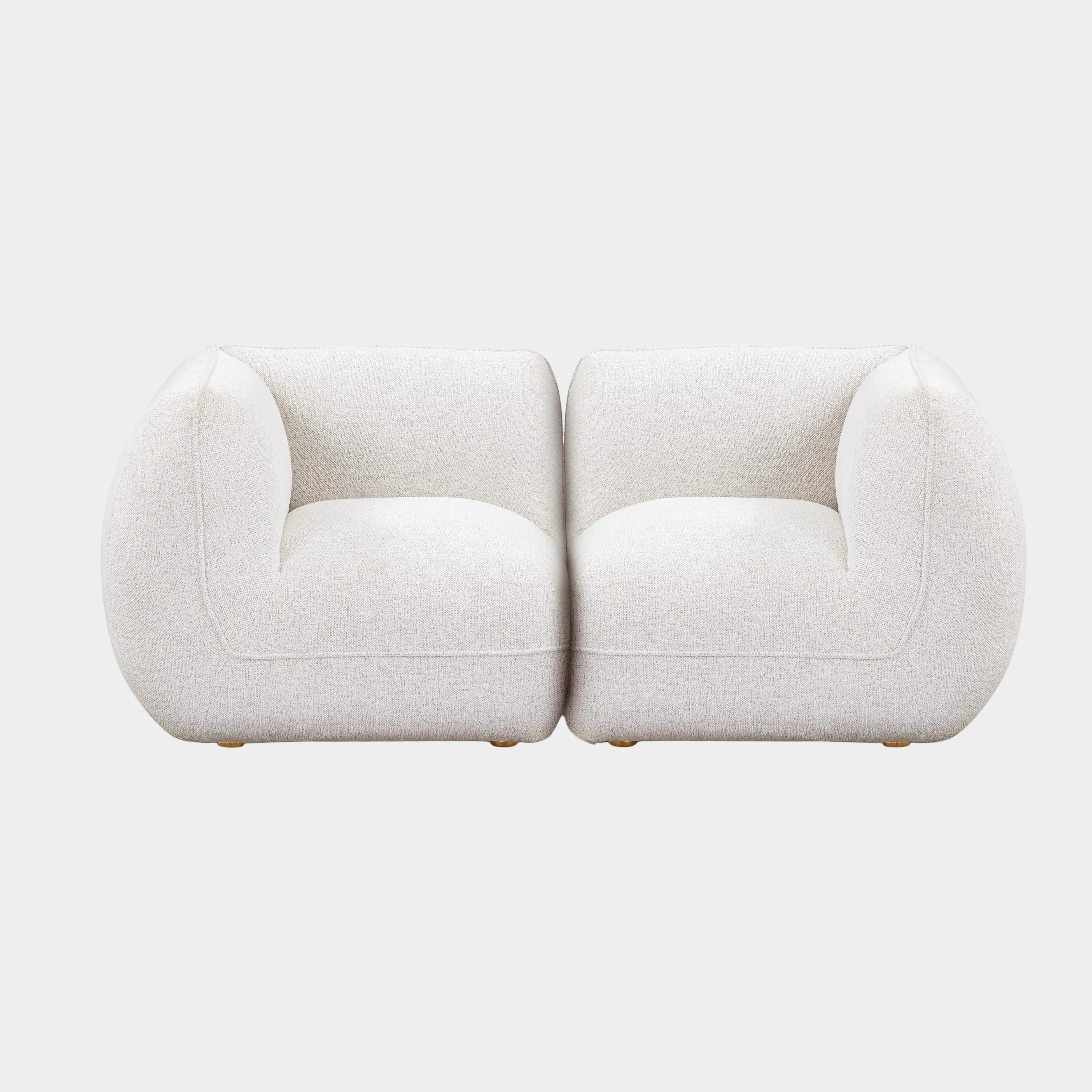 Arezza 80" Stone White Contract-Grade Basketweave Chenille Modular Loveseat