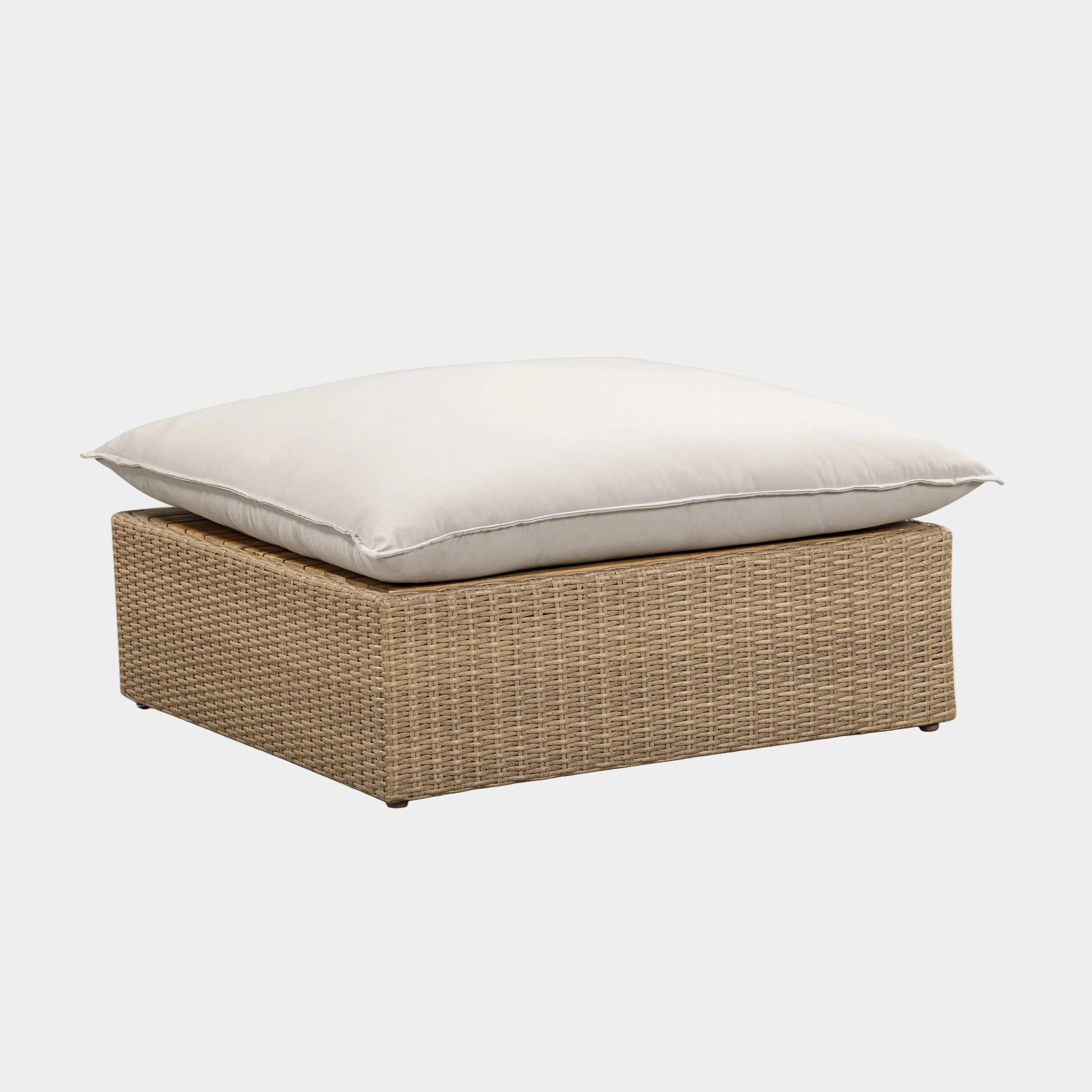 Cali Performance Fabric & Wicker Outdoor Ottoman