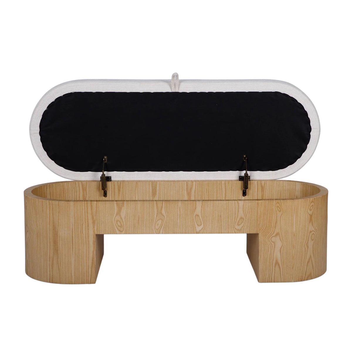Poppi 49" Cream Performance Fabric Storage Bench