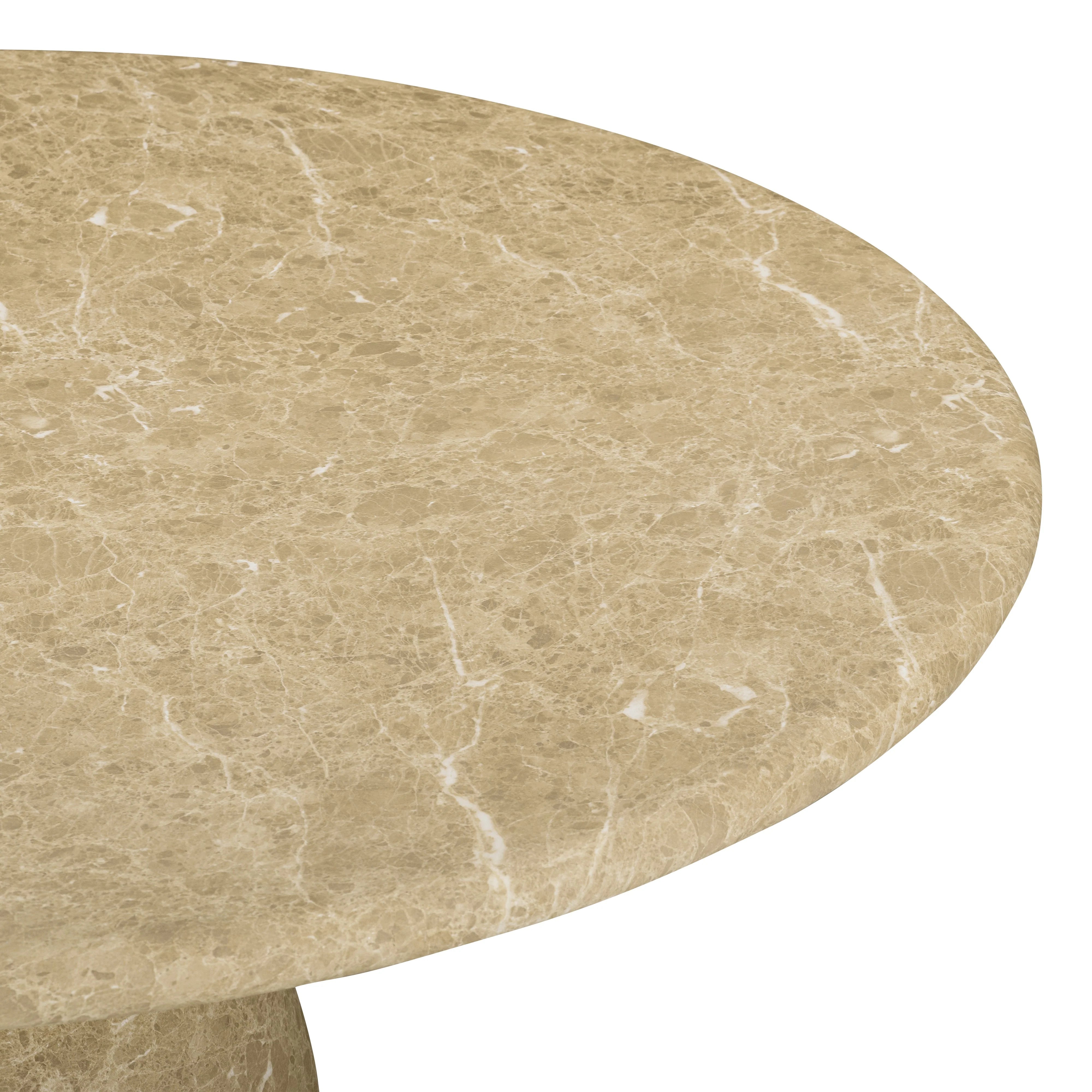 Table à manger ronde d'intérieur/extérieur en béton travertin Cynthia de 54 po 