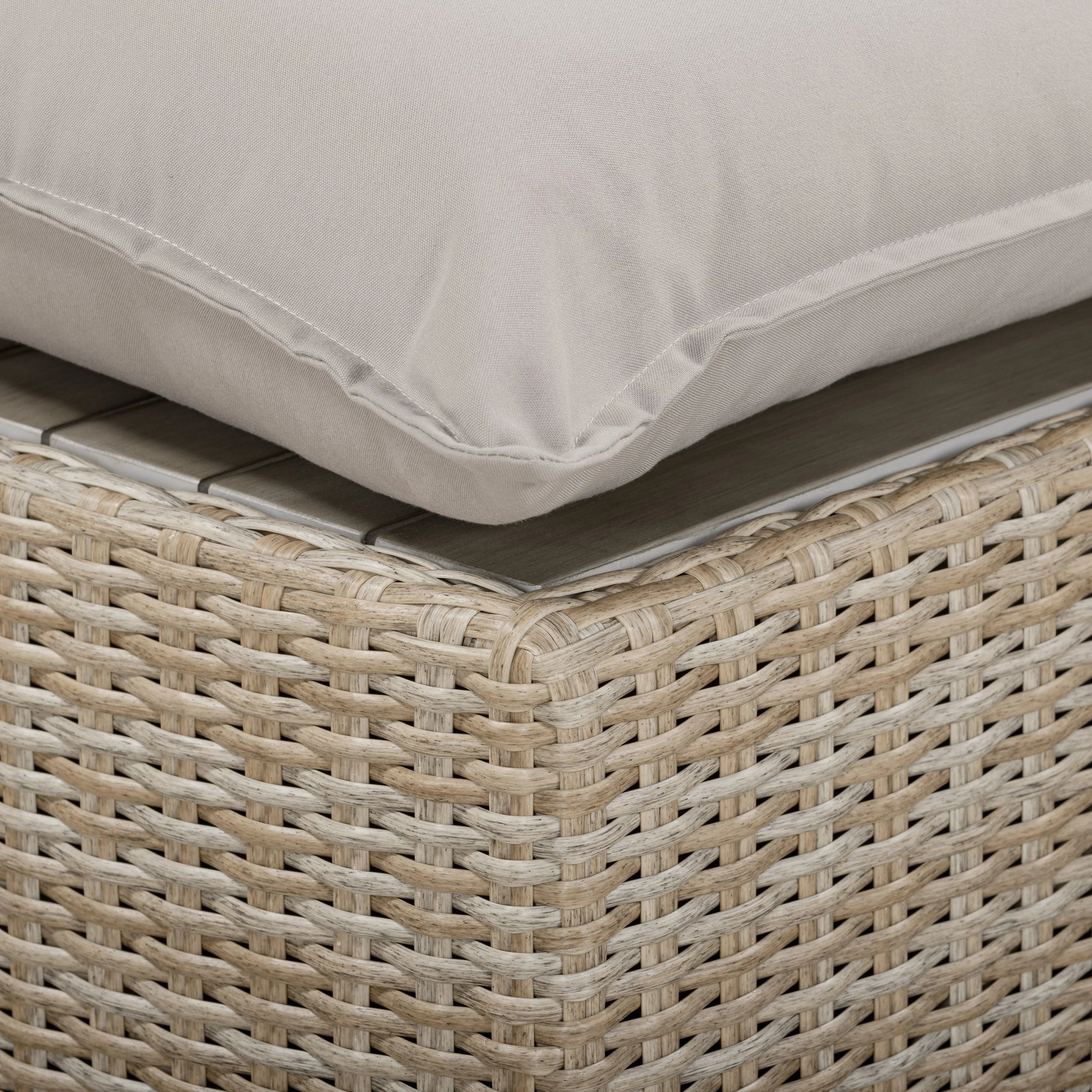 Cali Performance Fabric & Wicker Outdoor Ottoman