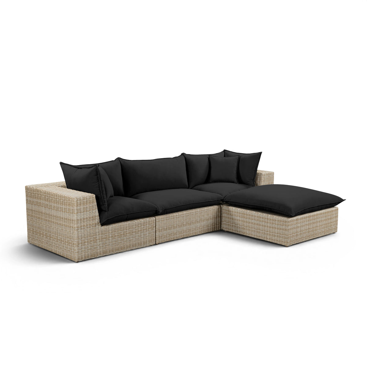 Cali 4-Piece Performance Fabric & Wicker Outdoor Sectional