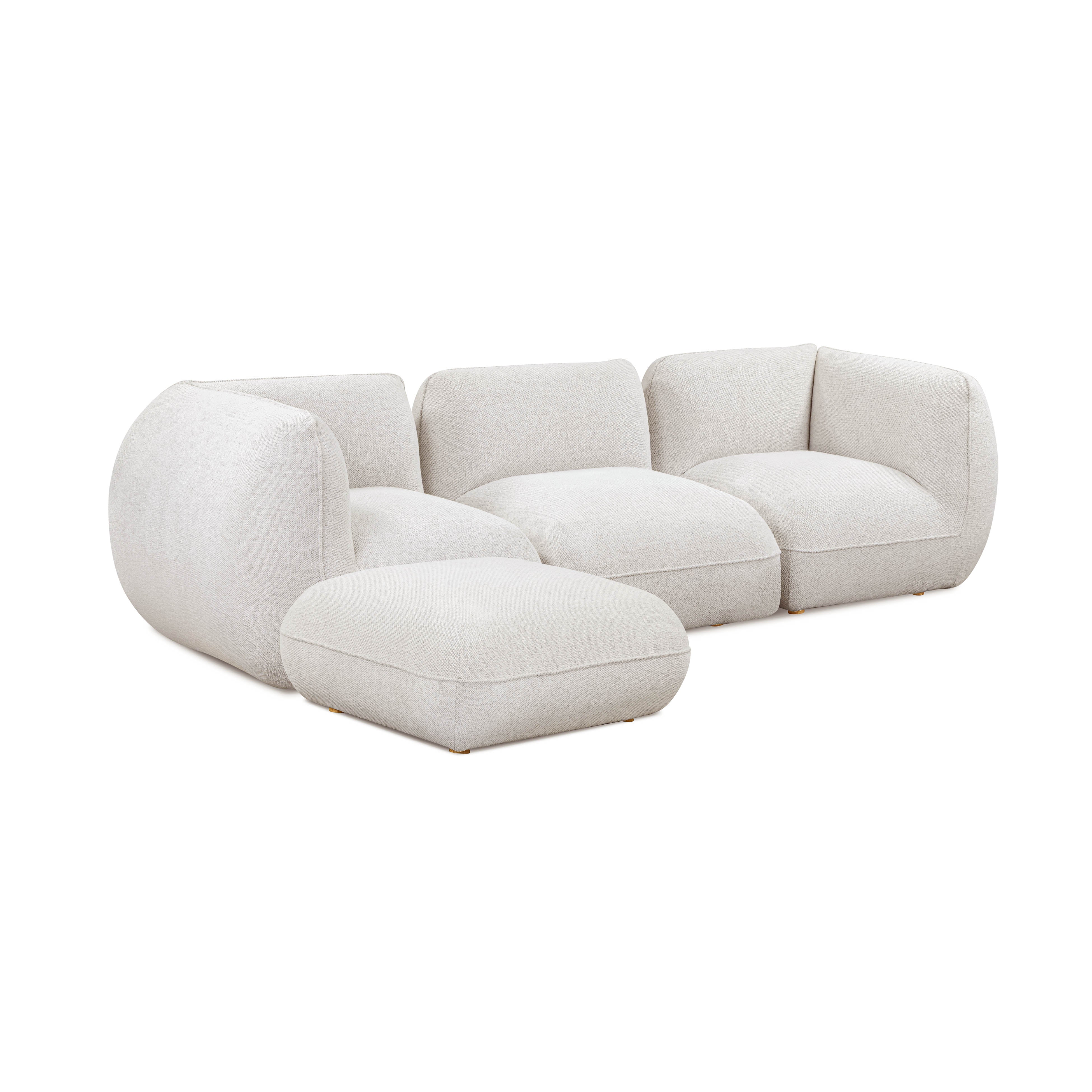 Arezza 4-Piece Stone White Contract-Grade Basketweave Chenille Modular Sectional