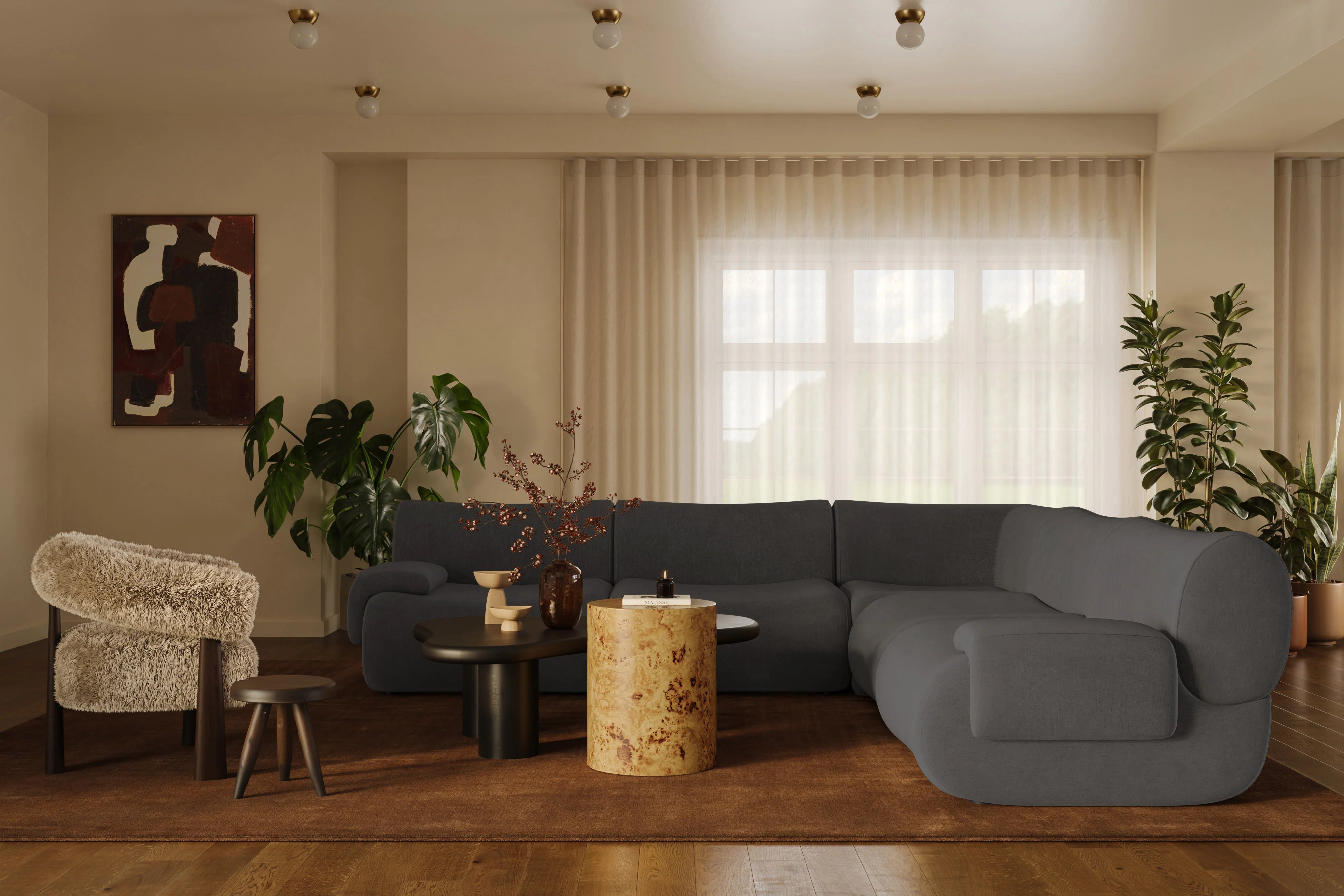 Zenith 5-Piece Contract-Grade Upcycled Fabric Modular L-Sectional