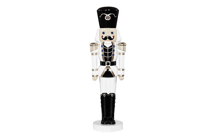Nutcracker Soldier Sculpture - 6ft Black White Gold