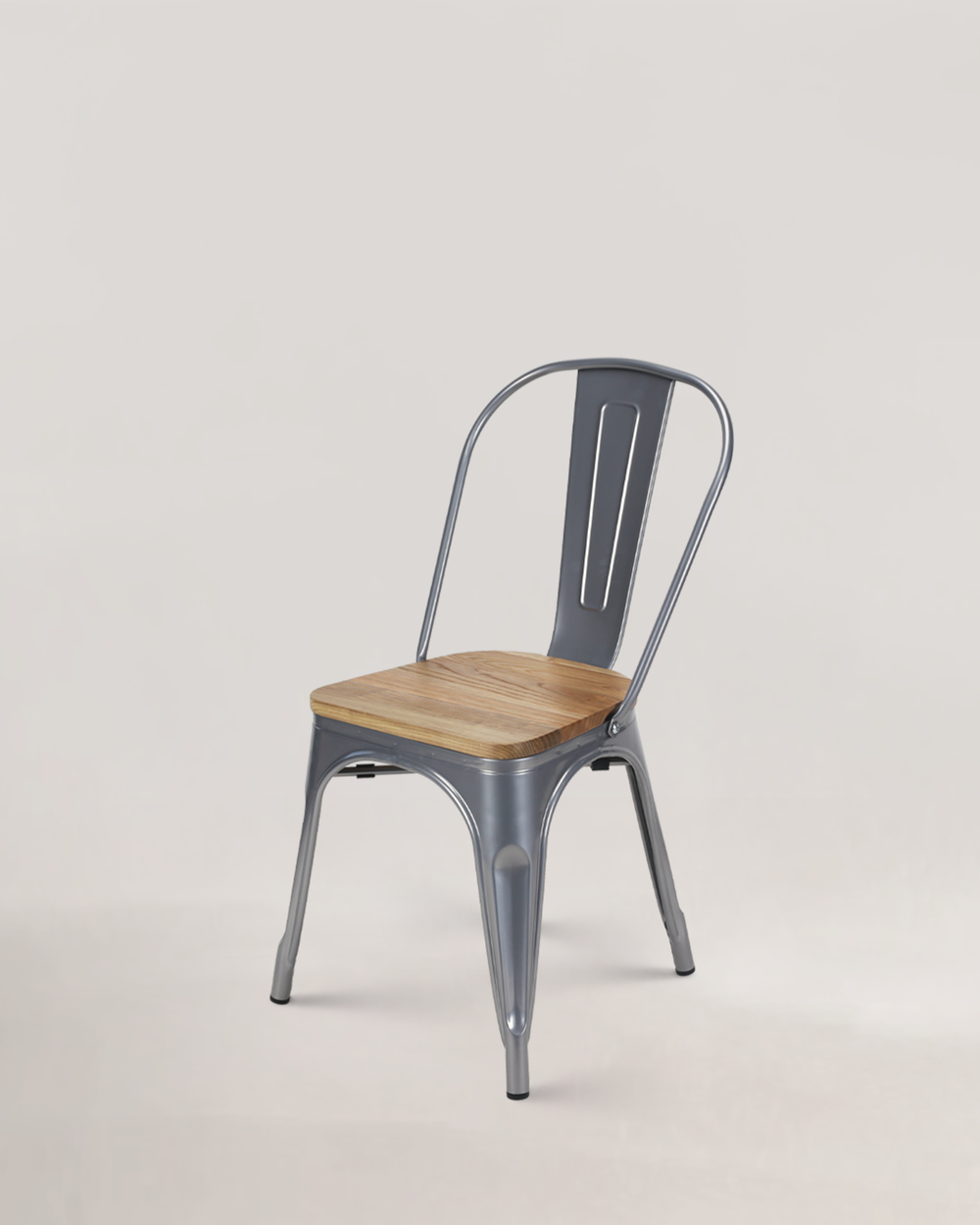 Tolix Armless Chair (Wooden Seat)