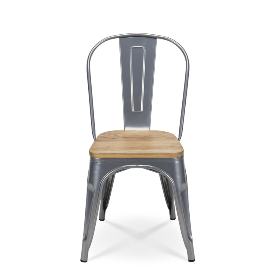 Tolix Armless Chair (Wooden Seat)