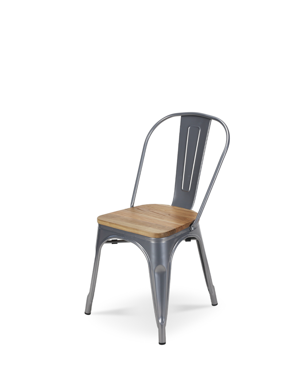 Tolix Armless Chair (Wooden Seat)