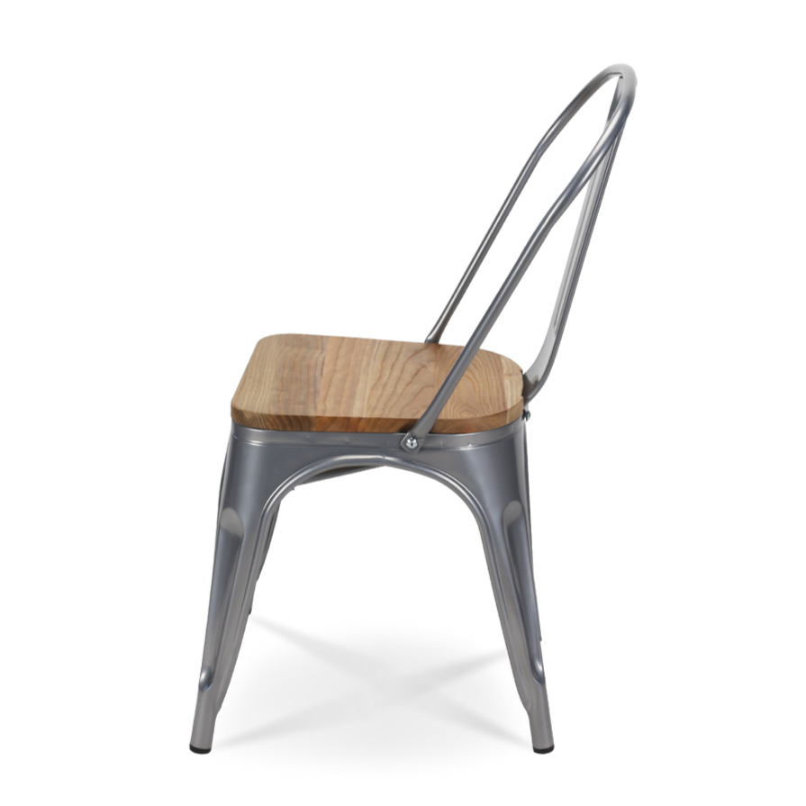 Tolix Armless Chair (Wooden Seat)