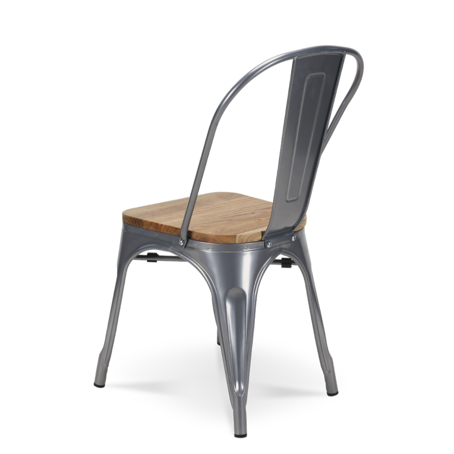 Tolix Armless Chair (Wooden Seat)