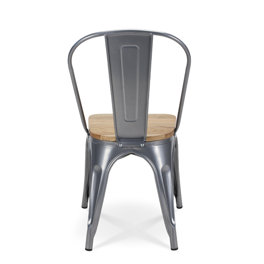 Tolix Armless Chair (Wooden Seat)