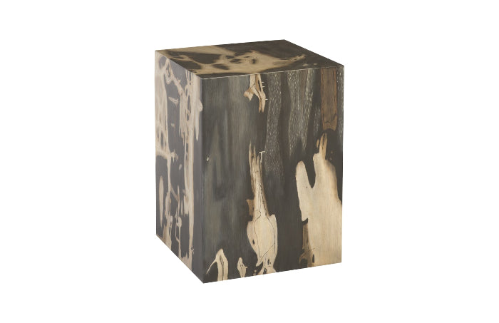 Patterned Cast Petrified Wood Stool - Square