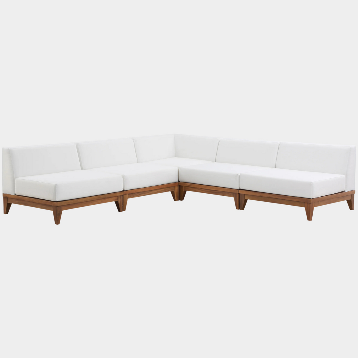 Rio Off-White Water Resistant Outdoor Patio 5Pc Sectional - 100"
