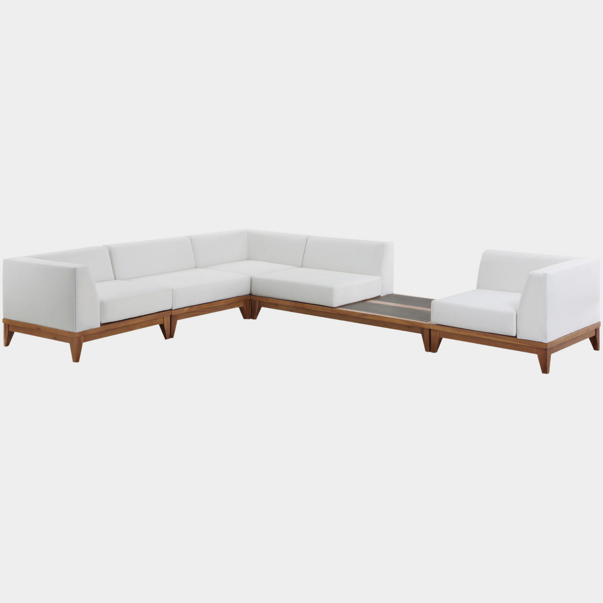 Rio Off-White Water Resistant Outdoor Patio 5Pc Sectional - 125"