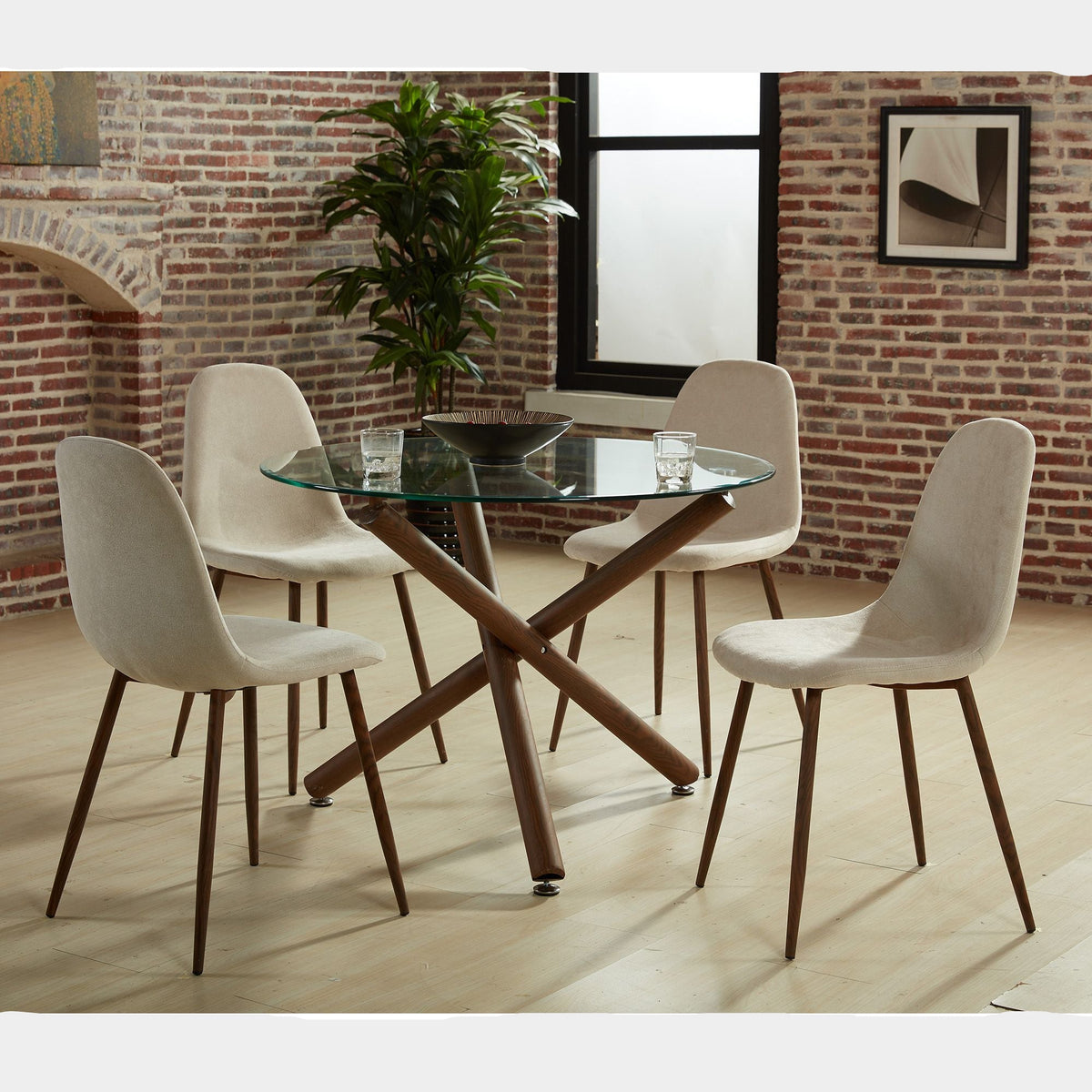 Rocca Lyna 5Pc Dining Chair - Walnut Beige