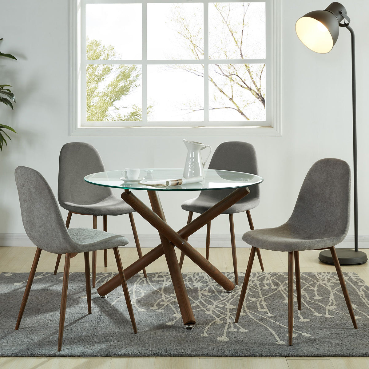 Rocca Lyna 5Pc Dining Chair - Walnut Grey