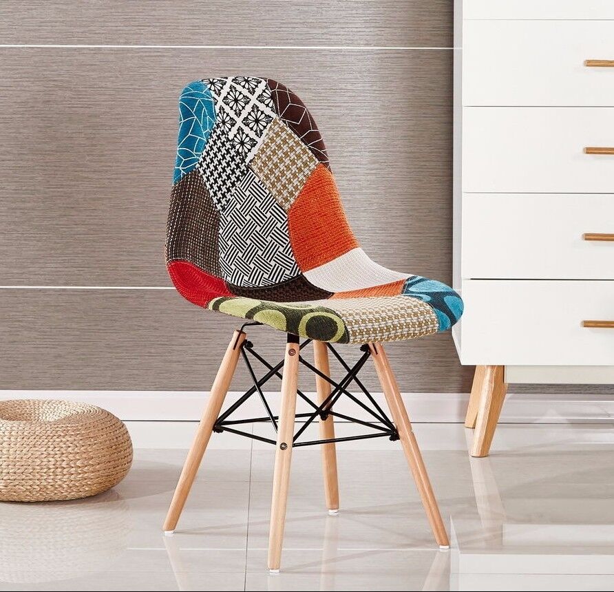 Chaise sans accoudoirs en patchwork biologique