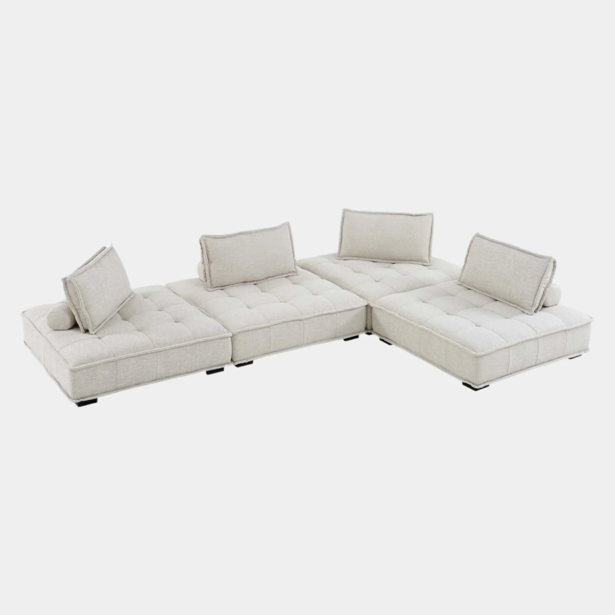 Saunter Tufted Fabric Sectional Sofa - 4 Piece