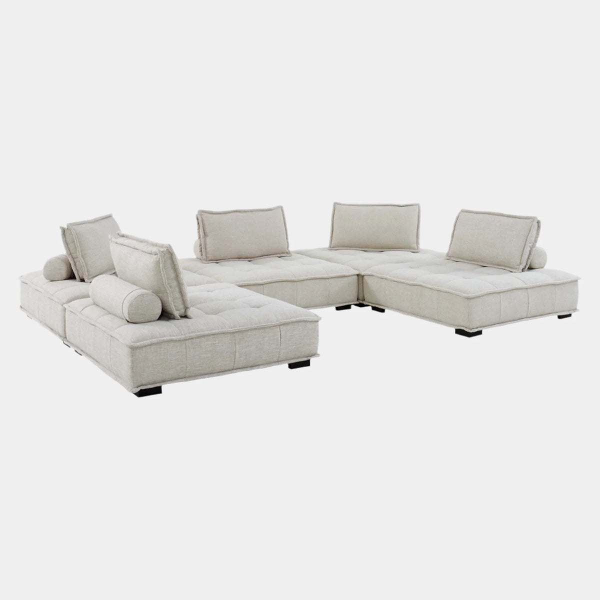 Saunter Tufted Fabric Sectional Sofa - 5 Piece