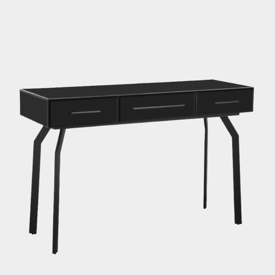 Santana Black Glass Desk Console Table