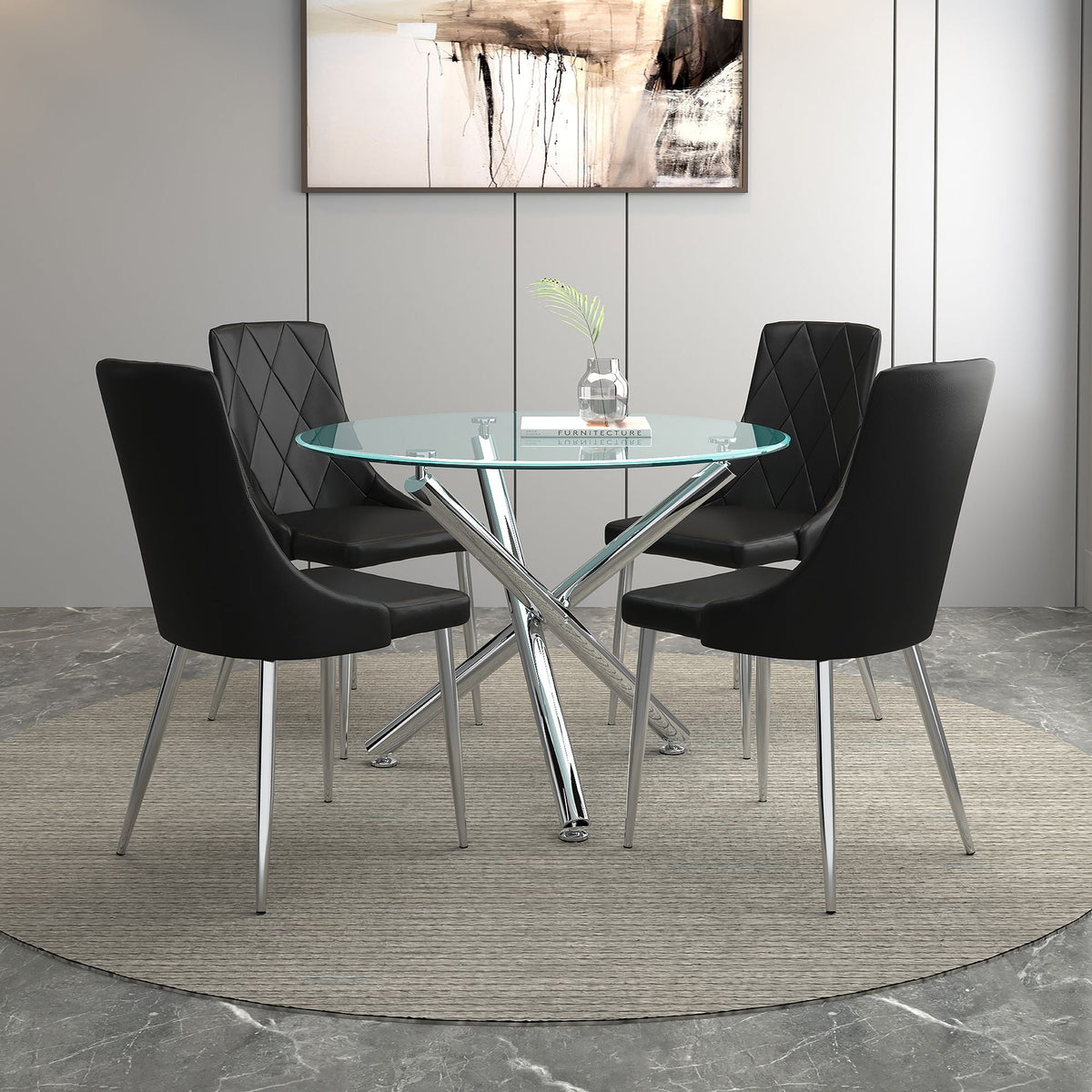 Solara Devo 5Pc Dining Chair - Chrome Black