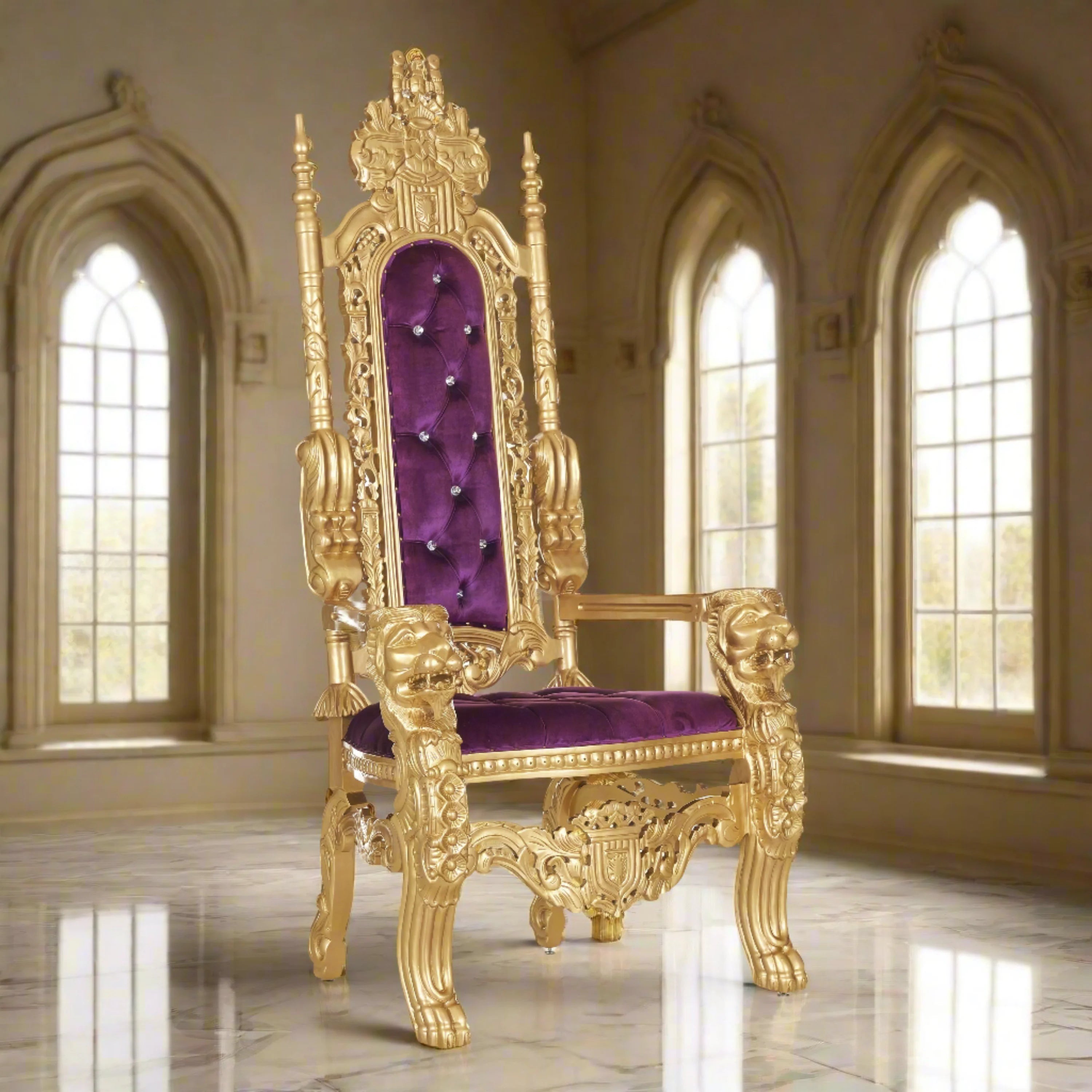 King David Lion Throne Chair - Velvet